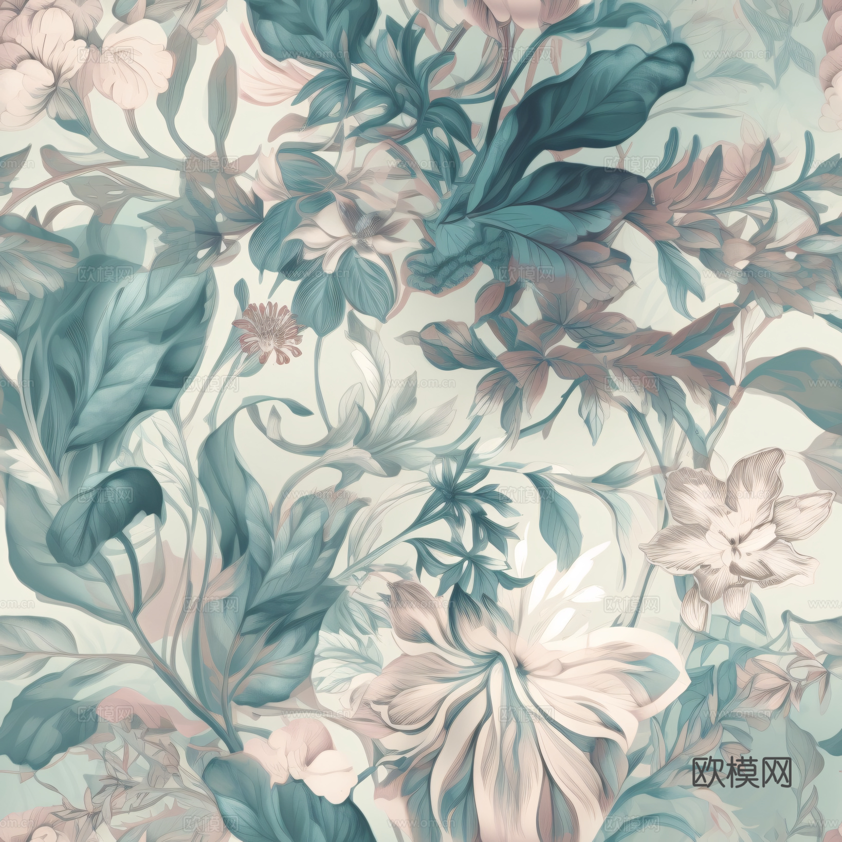 复古小清晰森林系植物纹理图案肌理23