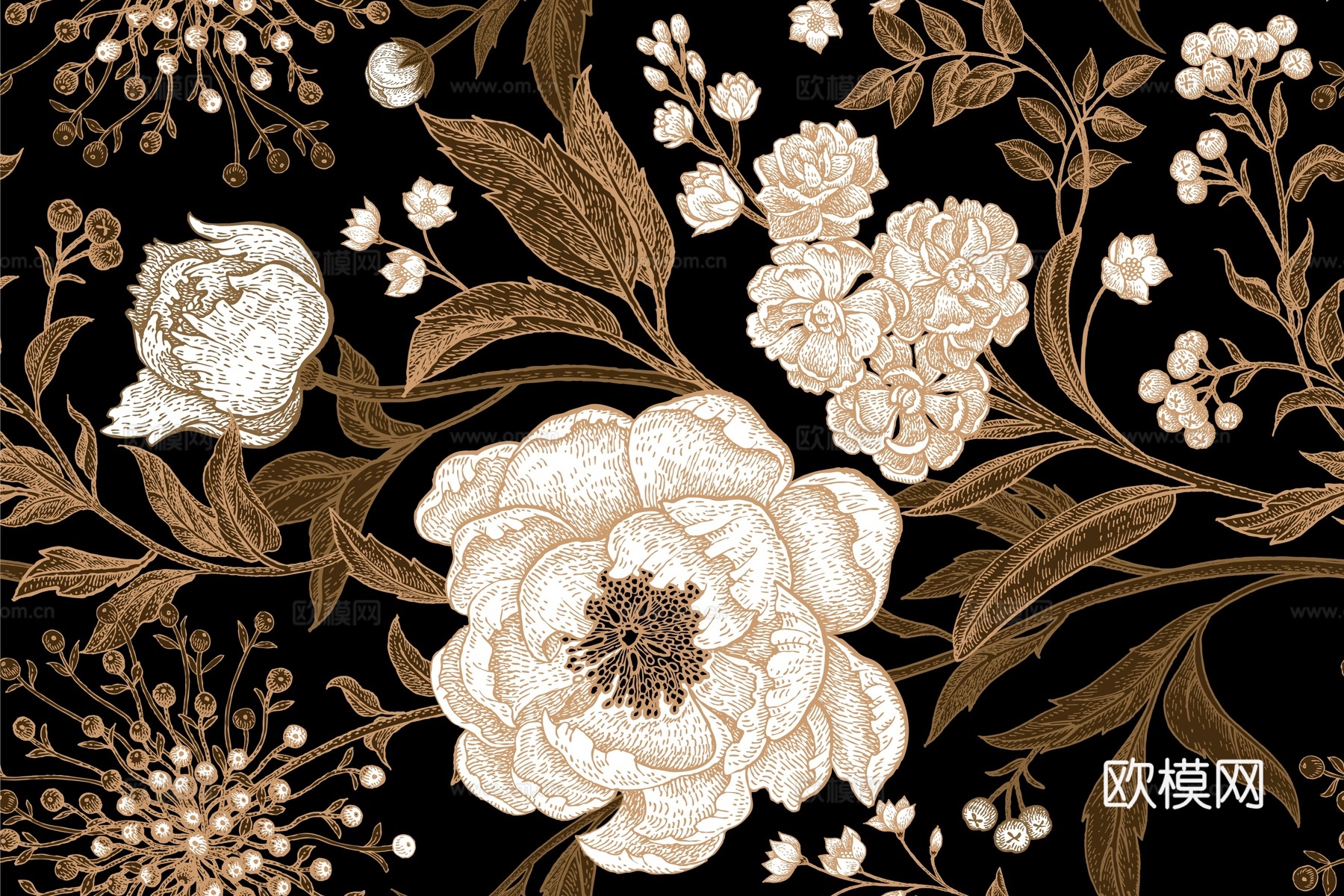 中式植物图案纹理肌理16