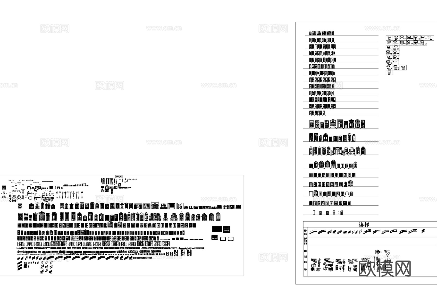 欧式门栏杆楼梯工装CAD综合图库cad施工图