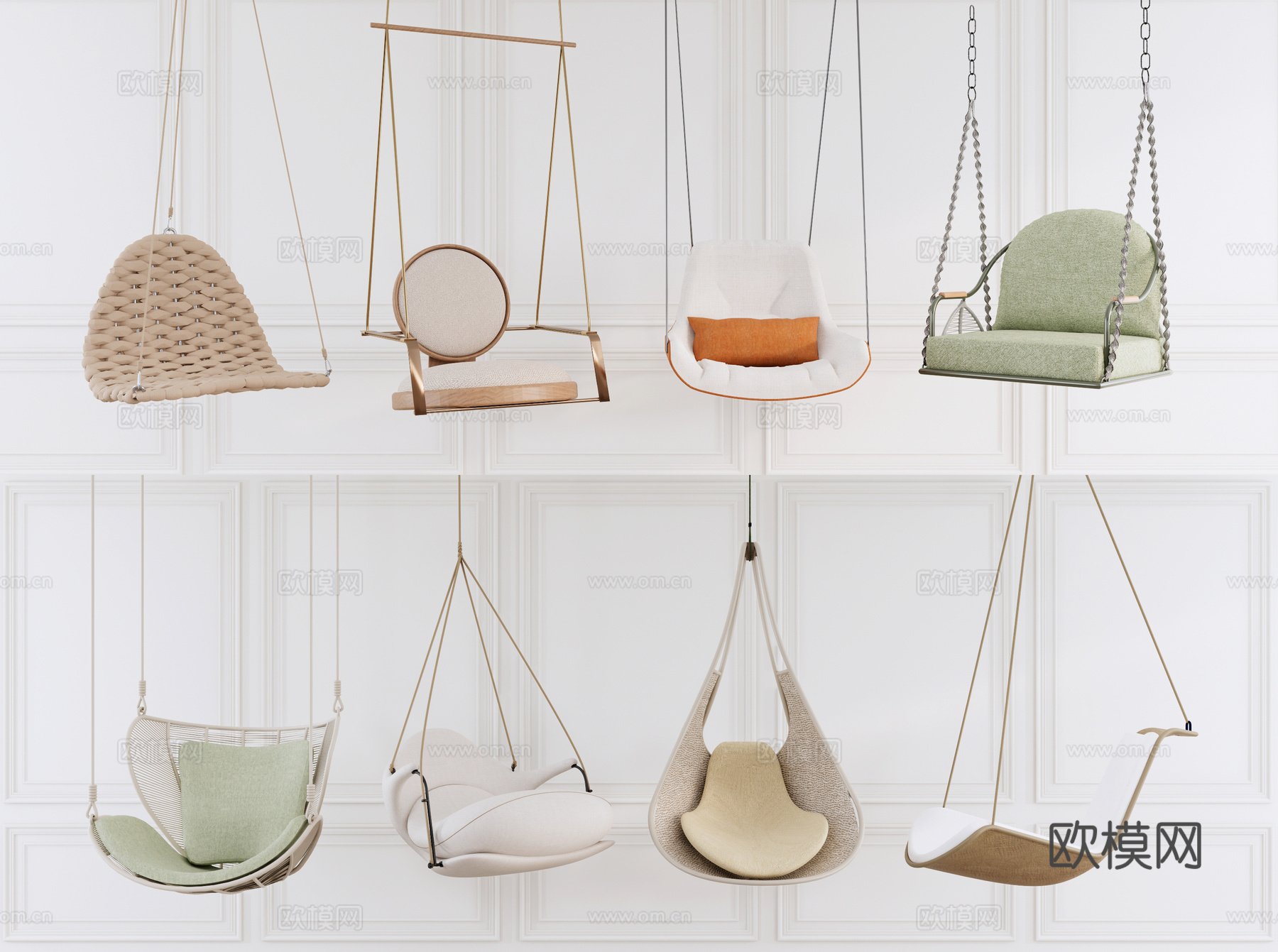 休闲吊椅 户外椅 竹椅 躺椅 室内吊椅su模型