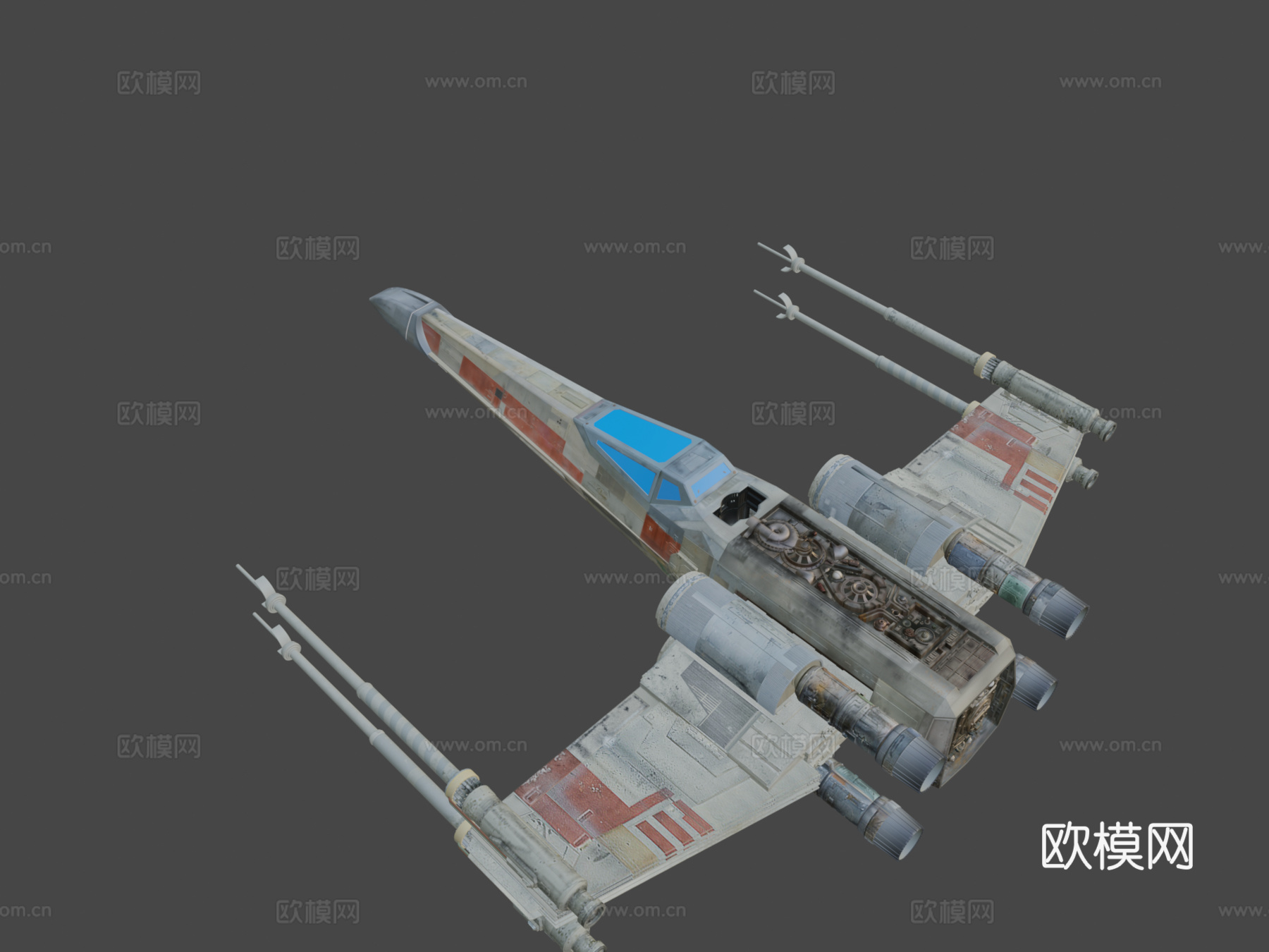 高多边形X翼战斗机3d模型下载（渲染图8）