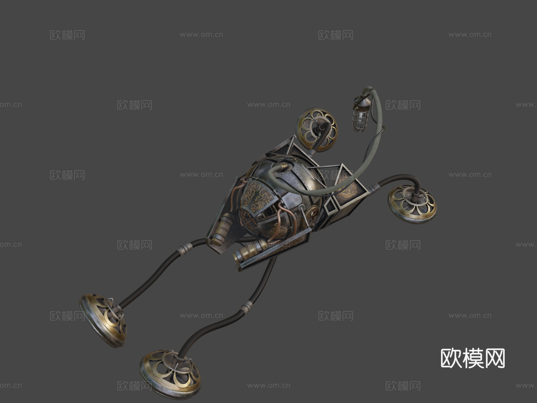 蒸汽朋克水下探险器3d模型下载（渲染图8）