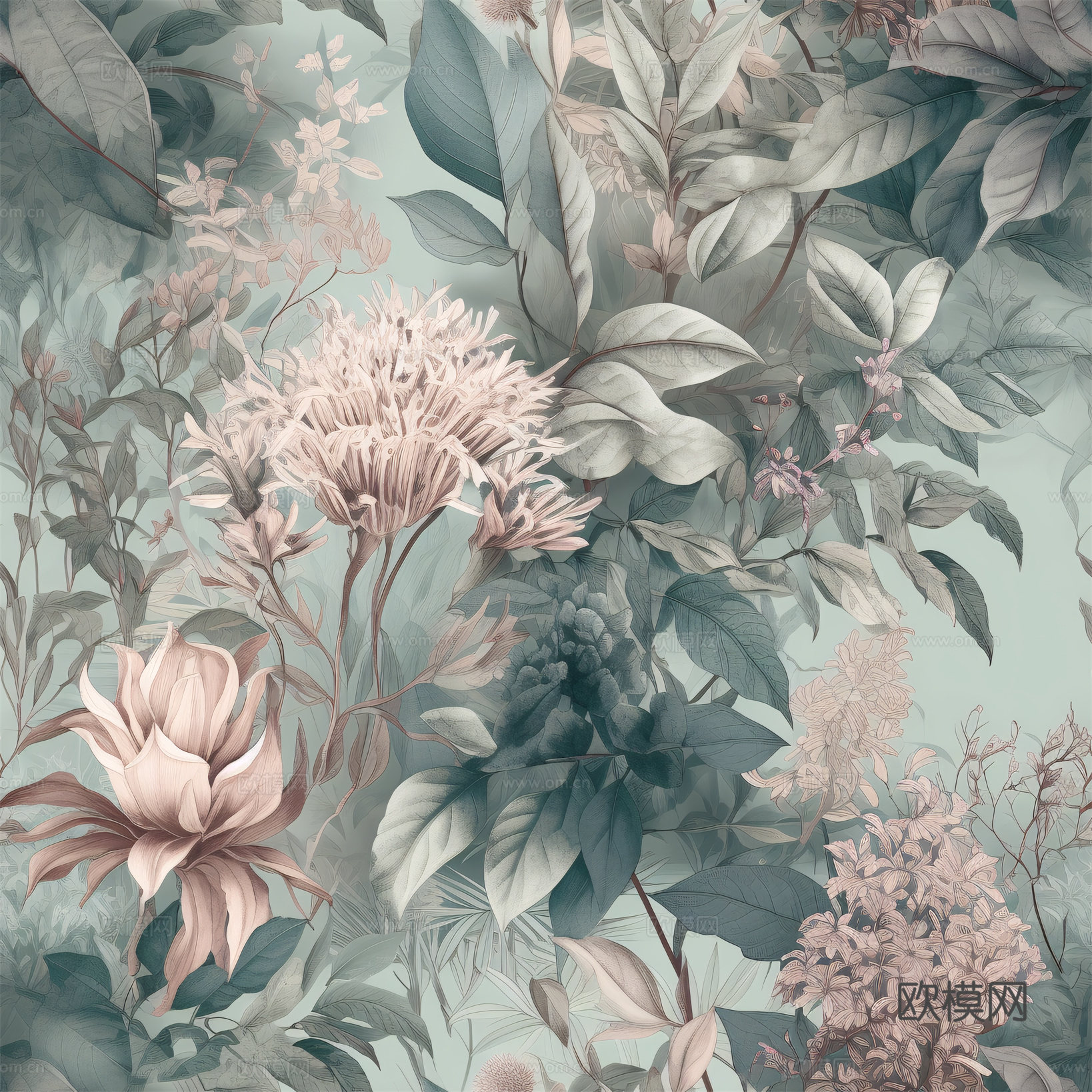 复古小清晰森林系植物纹理图案肌理19