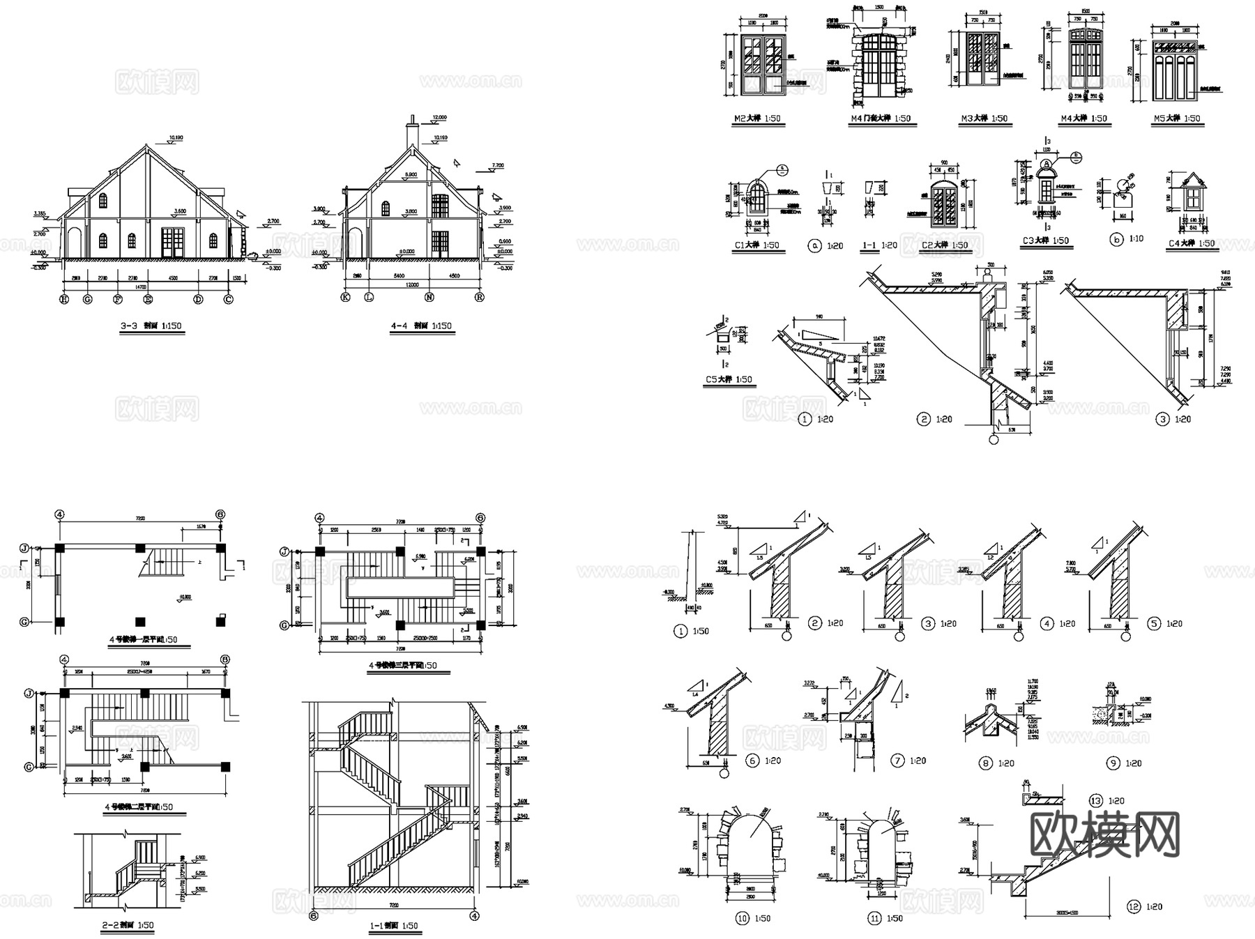 欧式艺术钟楼酒吧建筑CAD施工图cad施工图