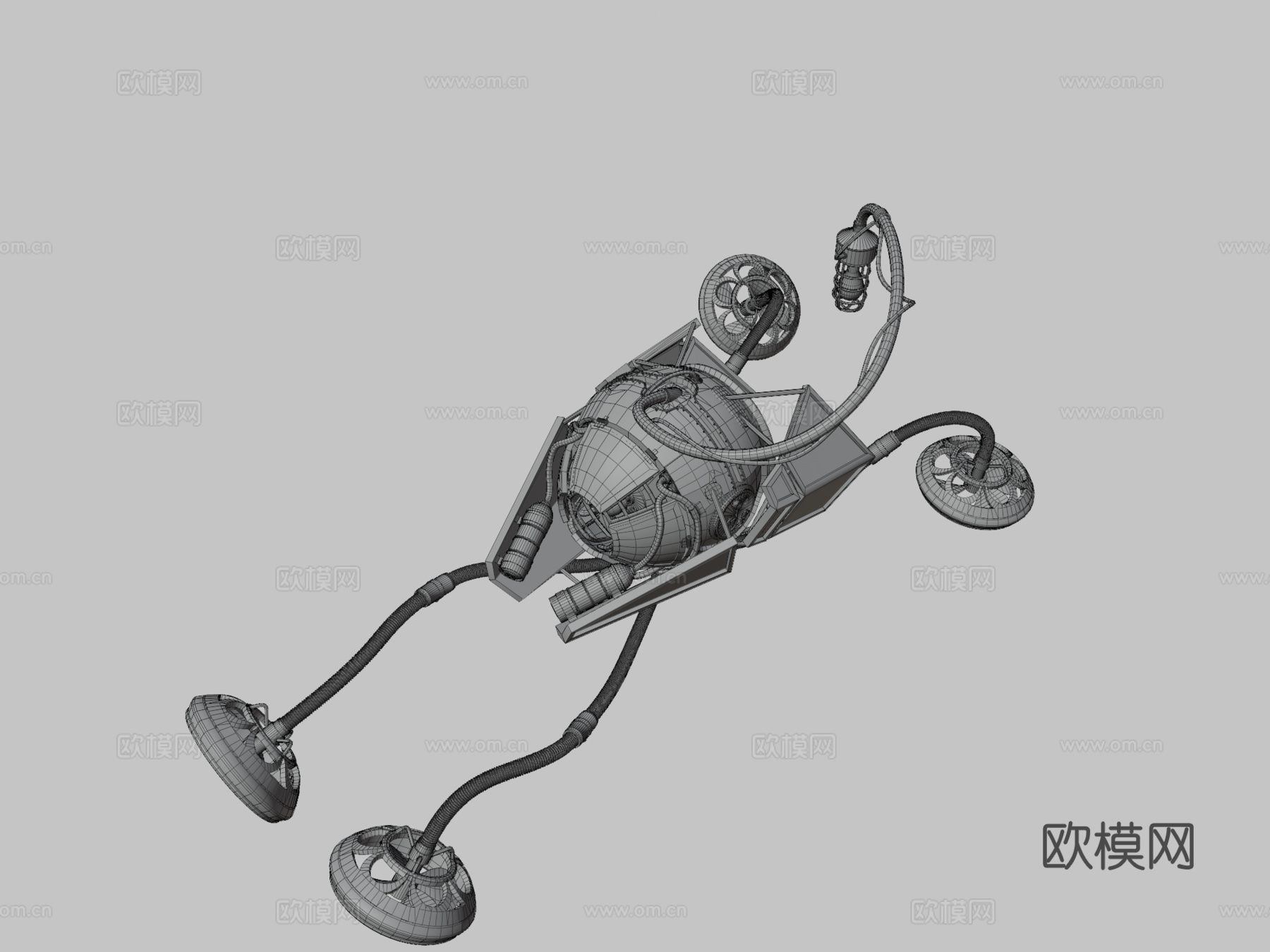 蒸汽朋克水下探险器3d模型下载（渲染图3）