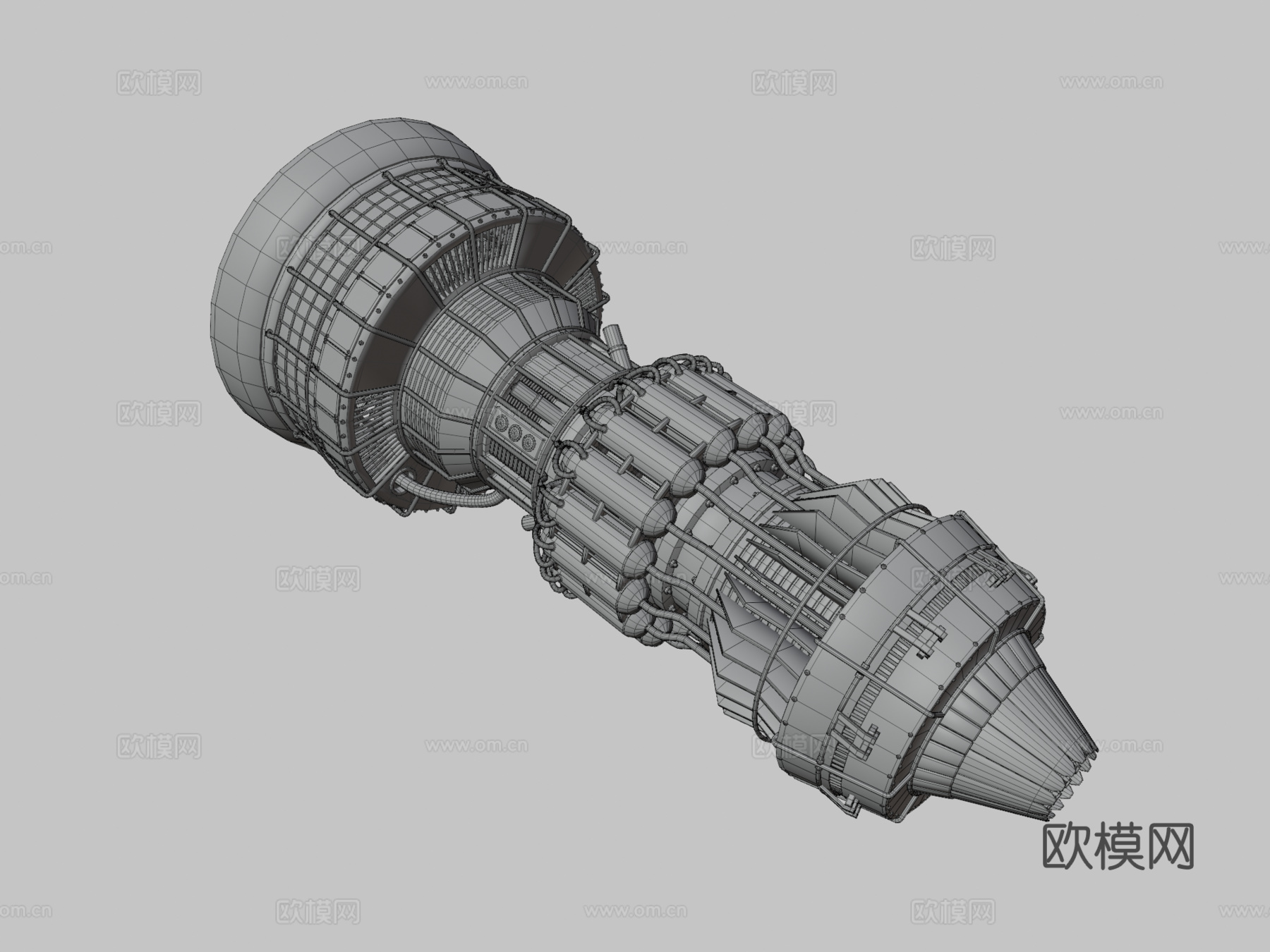 涡轮  涡轮风扇发动机3d模型下载（渲染图3）