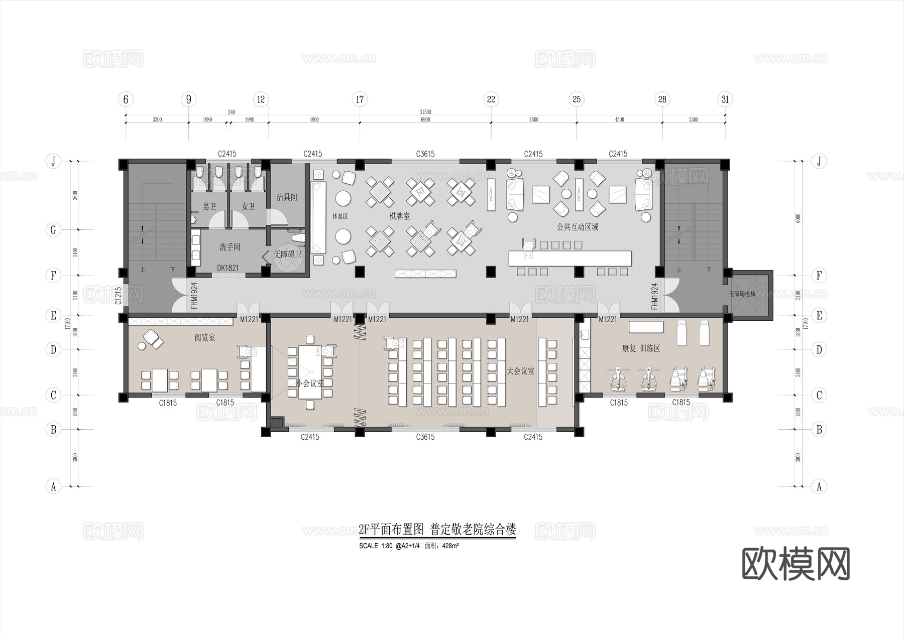 养老院 最新平面施工图设计cad施工图