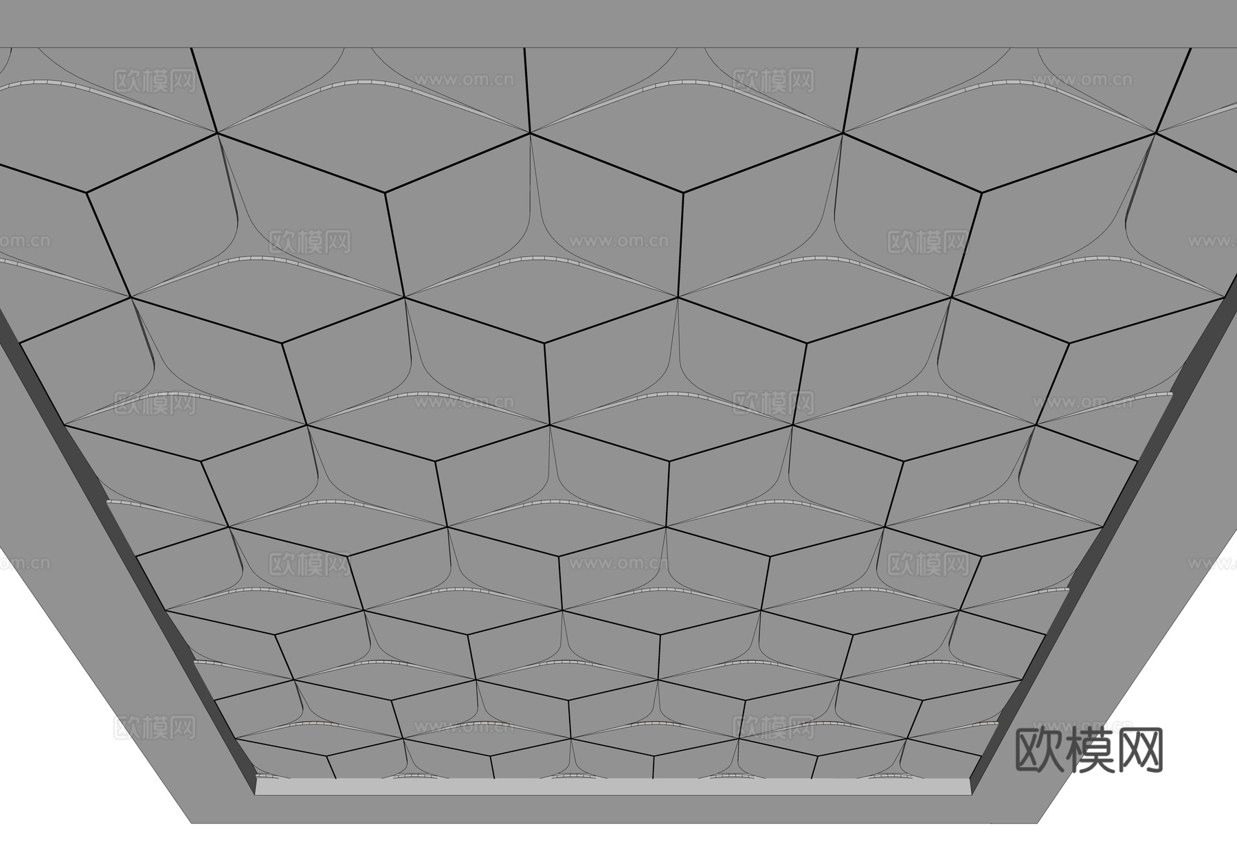 现代吊顶 异形吊顶 六边形吊顶 商业吊顶 过道吊顶 商业连廊su模型