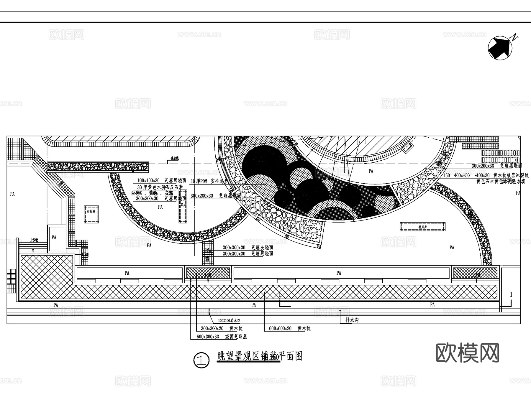 瞭望景观区CAD施工图集cad施工图