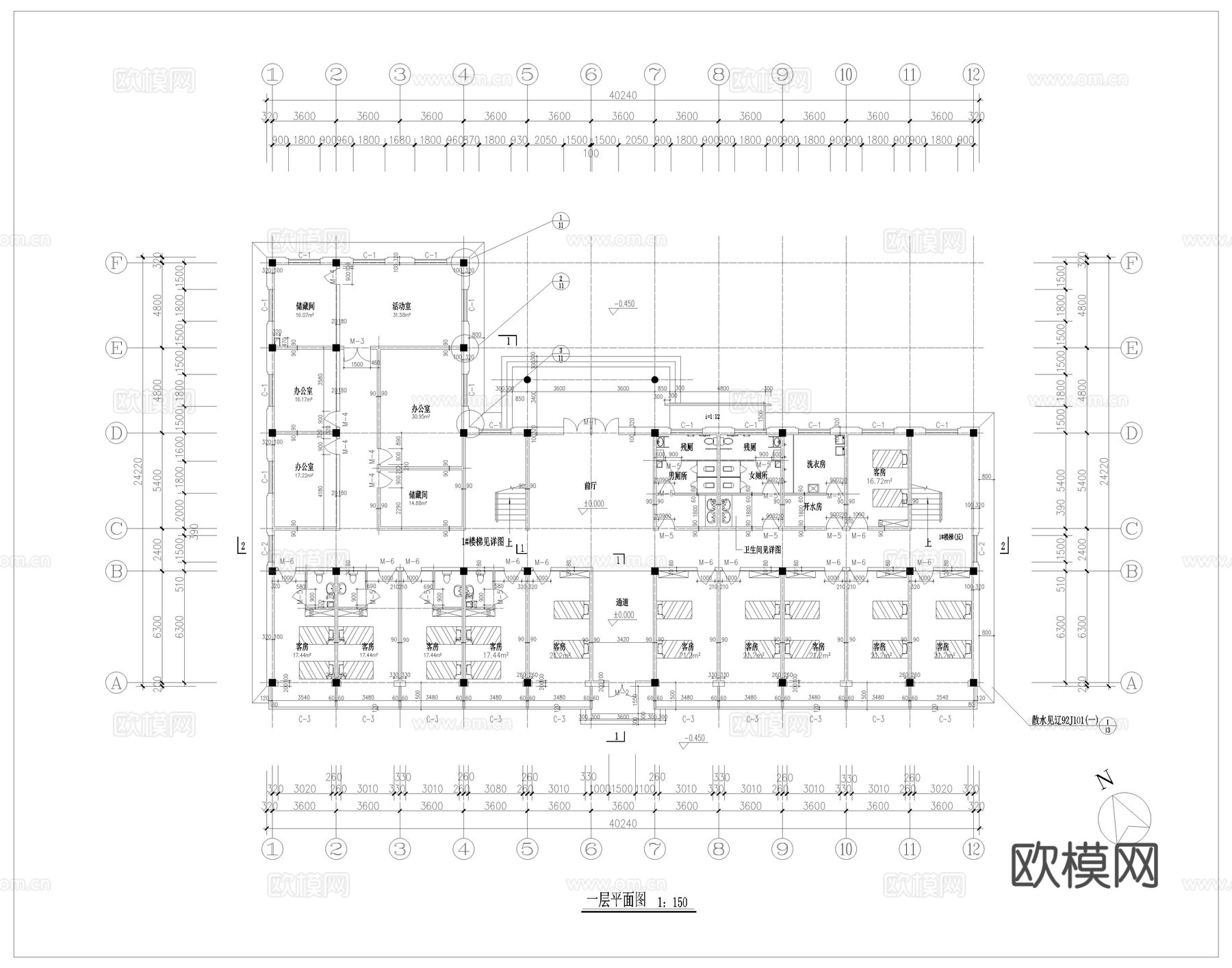 养老院 最新平面施工图设计cad施工图