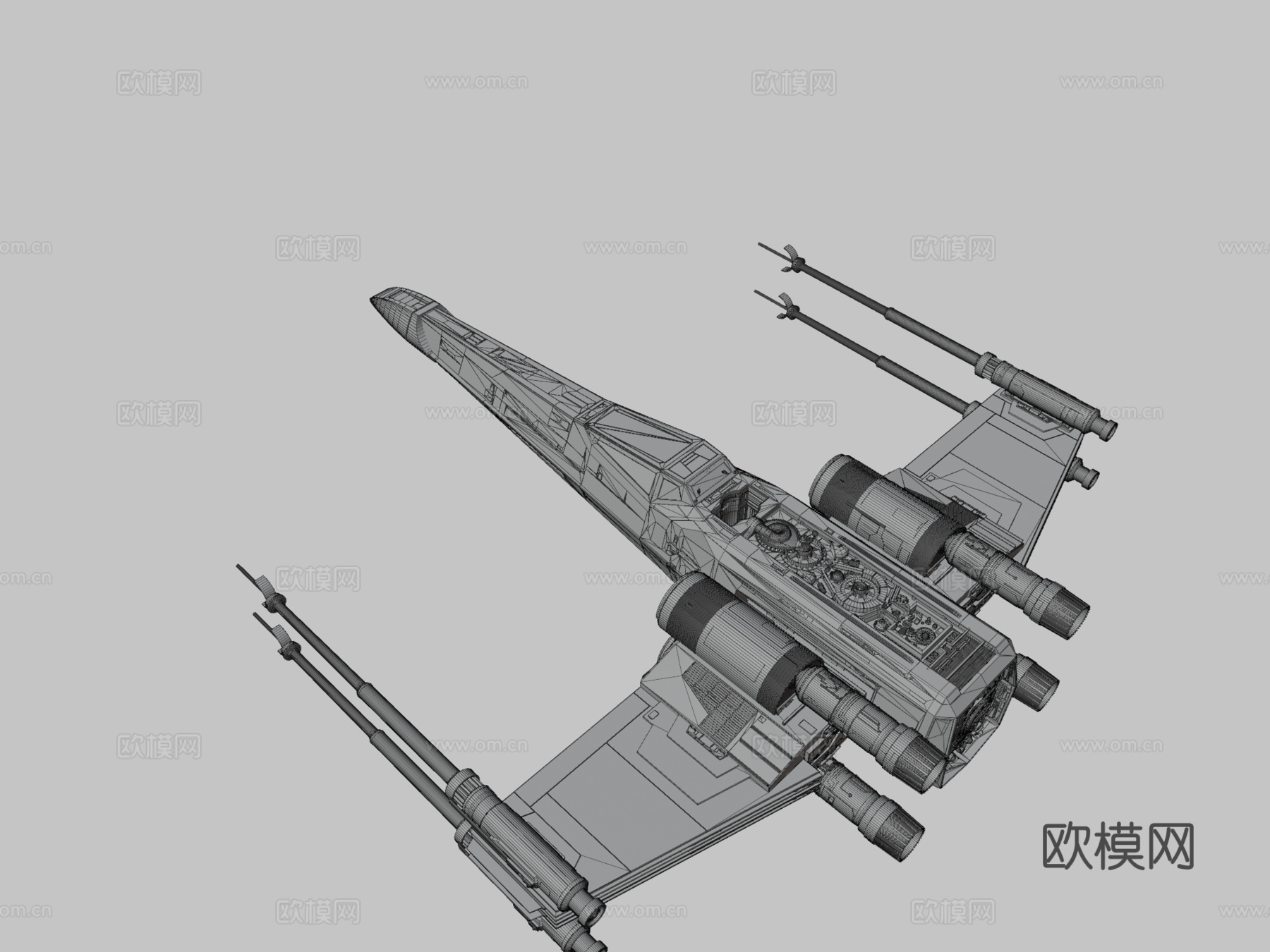 高多边形X翼战斗机3d模型下载（渲染图3）