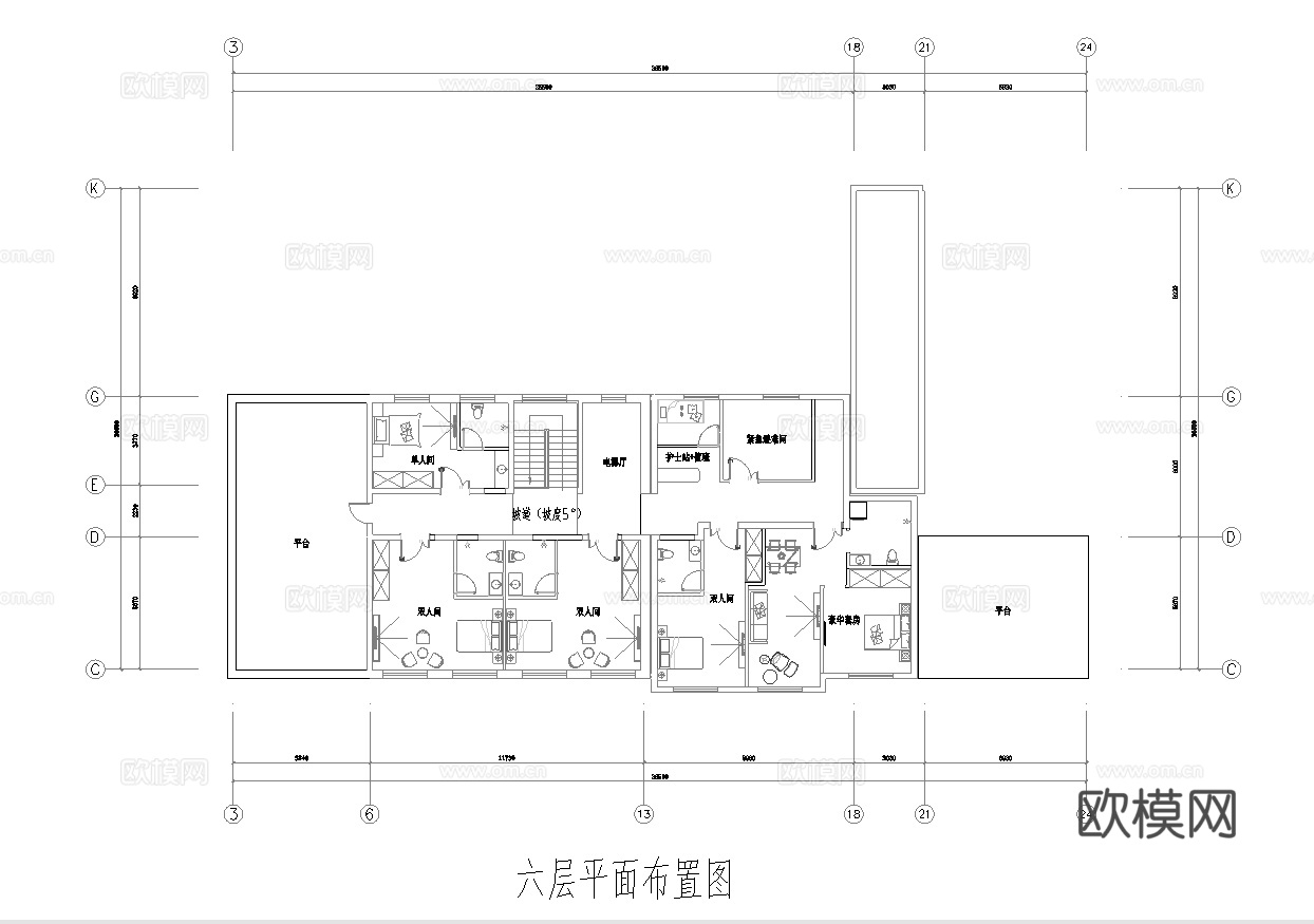 六层养老院 最新全套施工图设计cad施工图