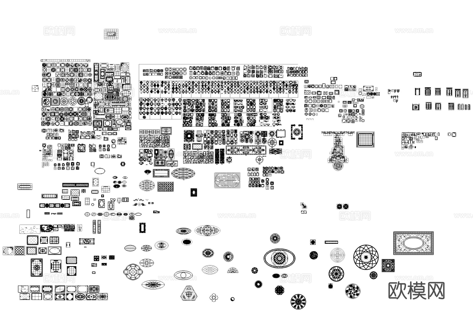 地面拼花纹样CAD施工图库cad施工图