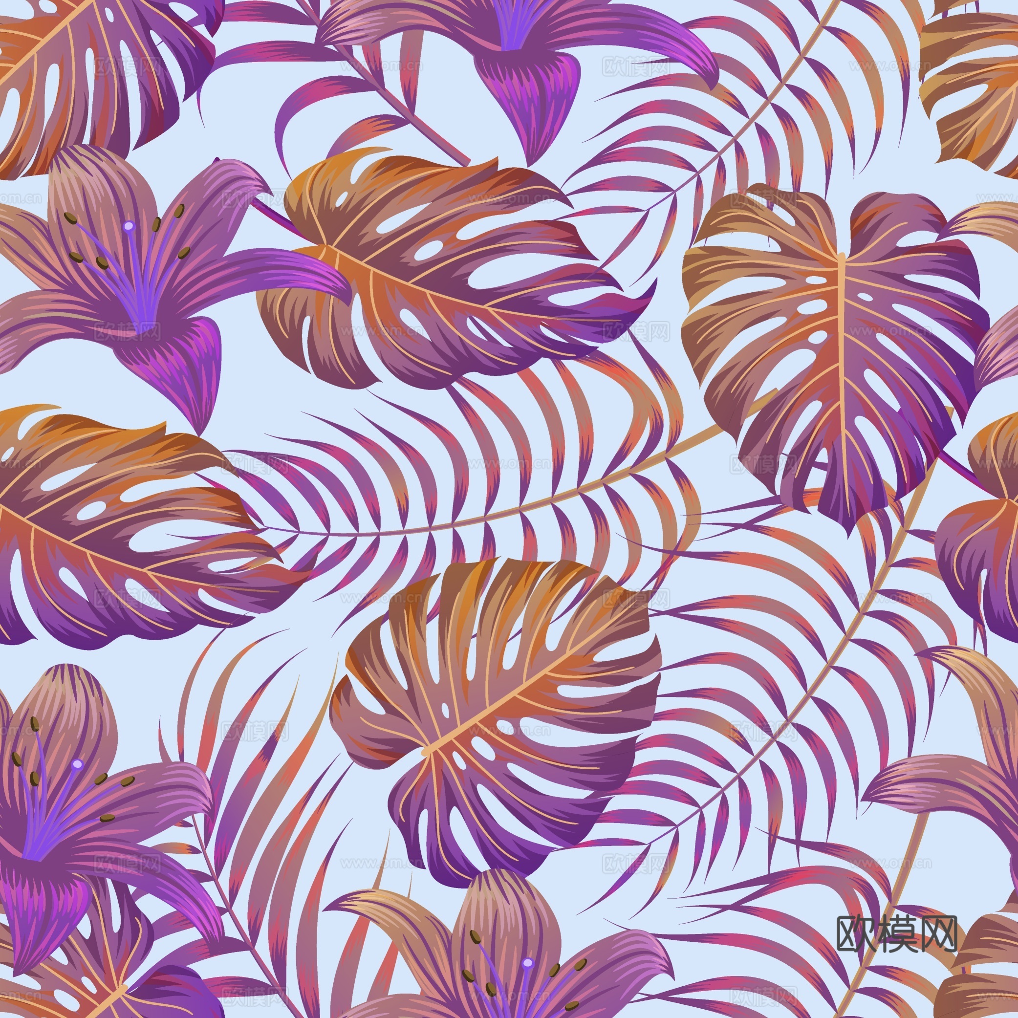 时尚热带植物花纹图案纹理肌理20
