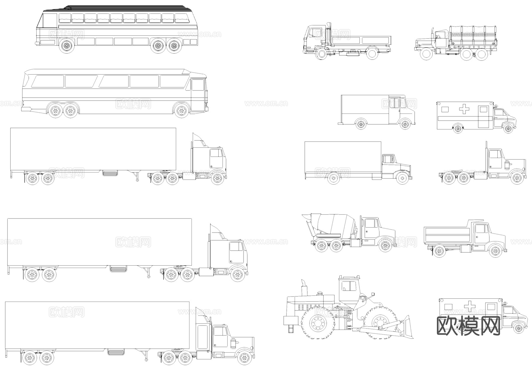 车辆平立面CAD图库cad施工图