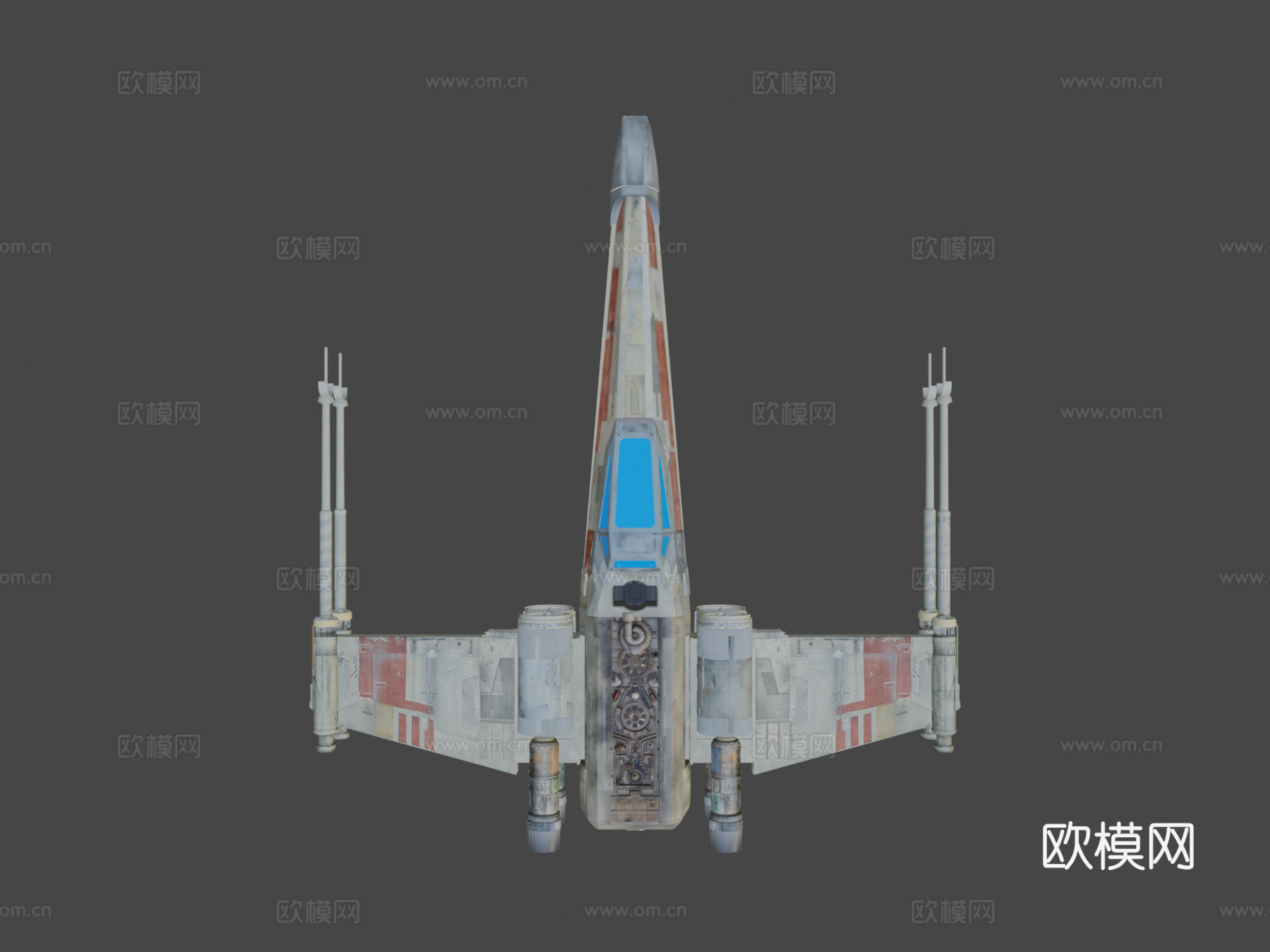 高多边形X翼战斗机3d模型下载（渲染图7）