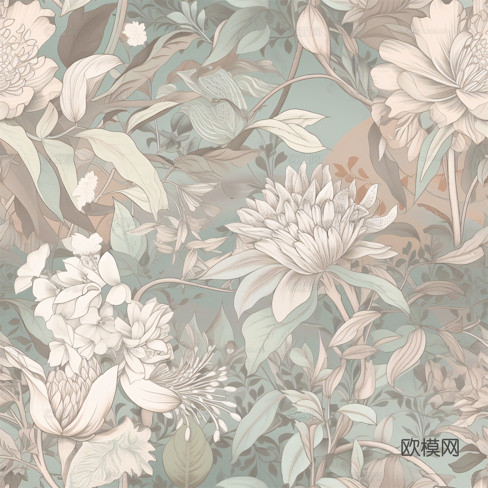 复古小清晰森林系植物纹理图案肌理4