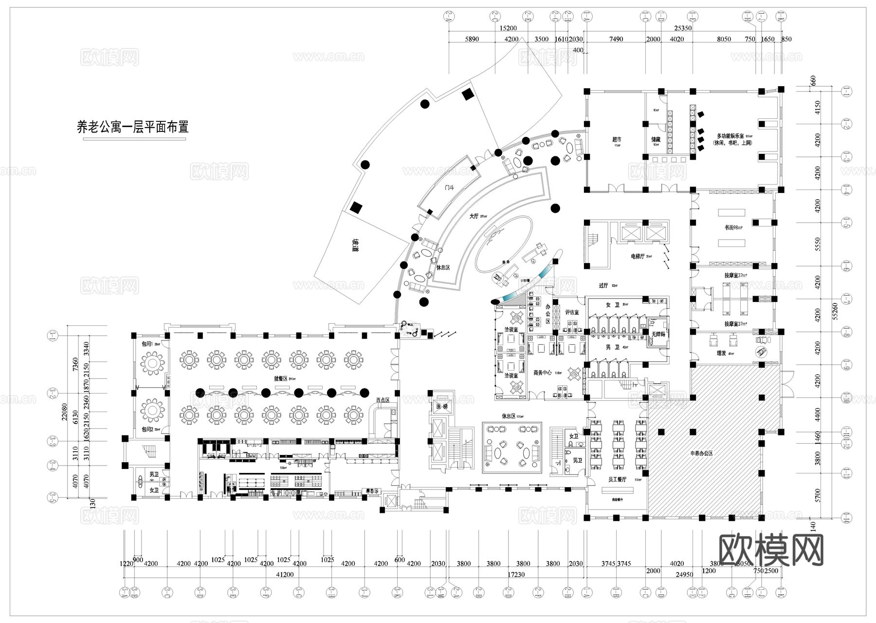 六层养老院 最新平面施工图设计cad施工图