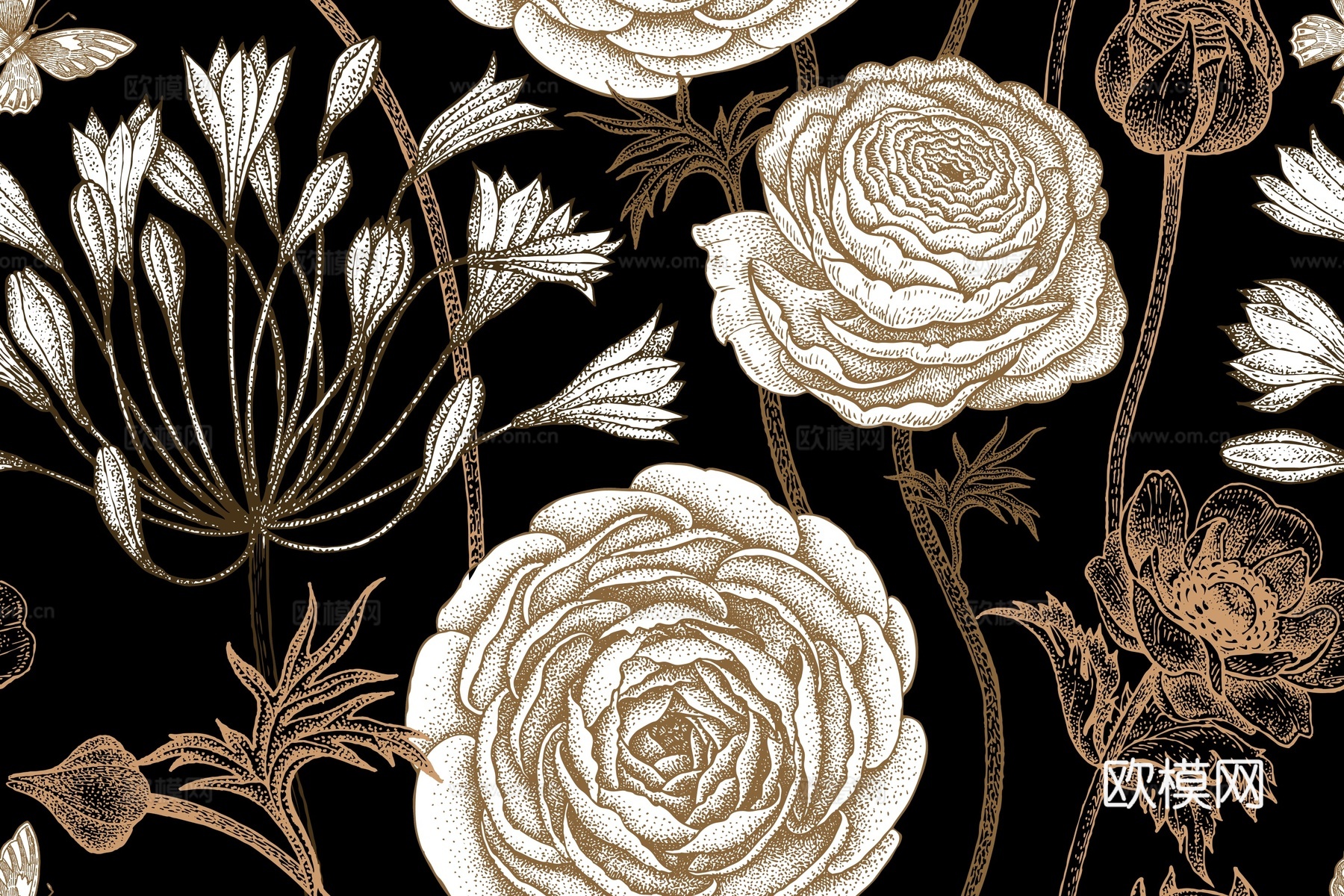 中式植物图案纹理肌理22