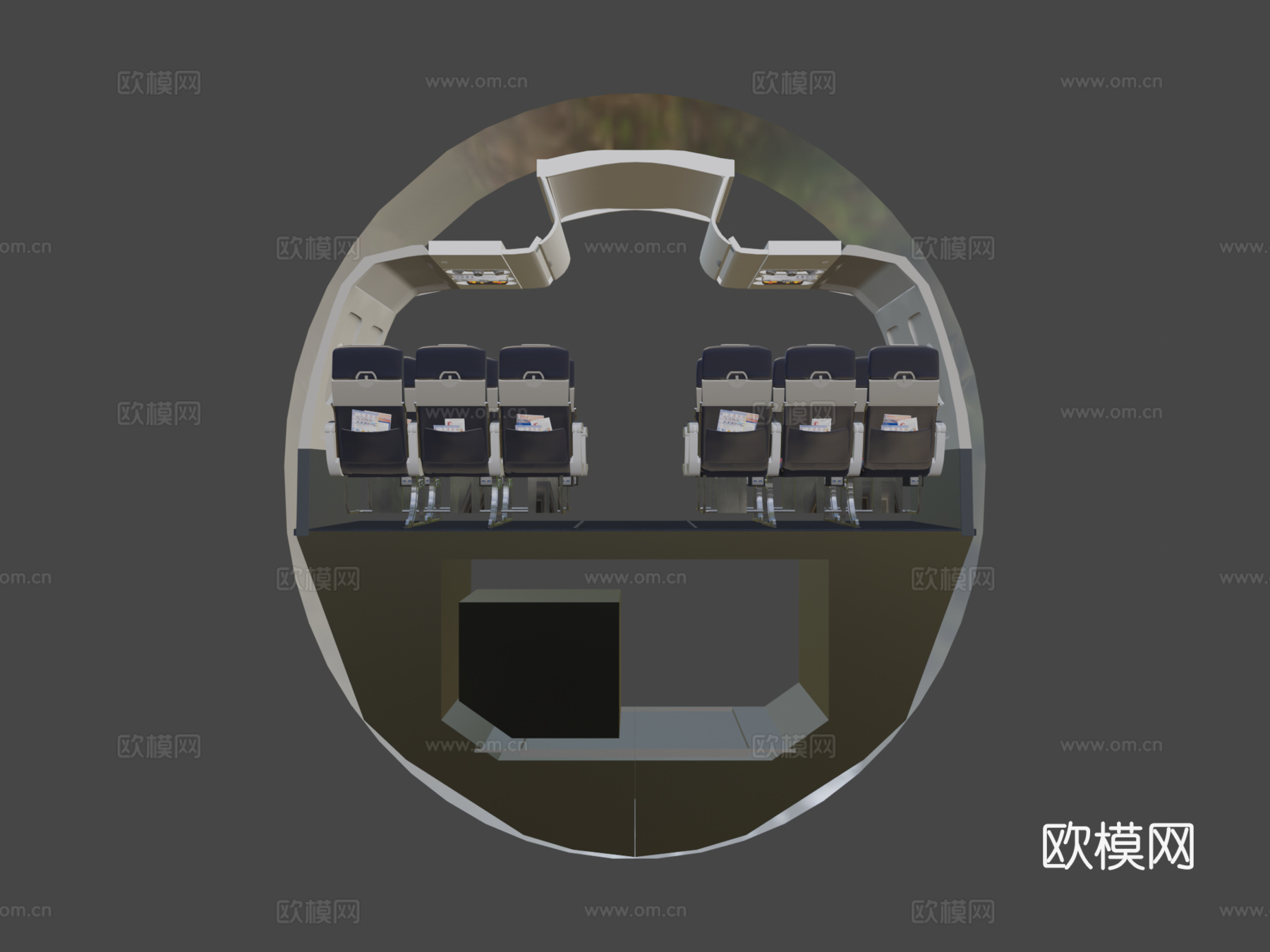 空客A320飞机客舱3d模型下载（渲染图7）