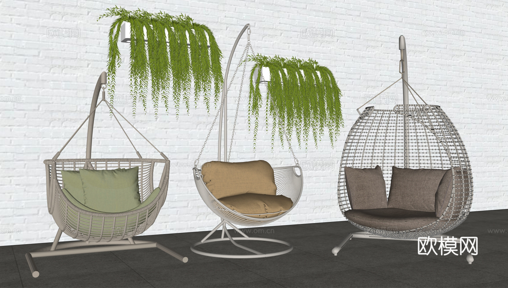 休闲吊椅 户外椅 竹椅 躺椅 室内吊椅su模型
