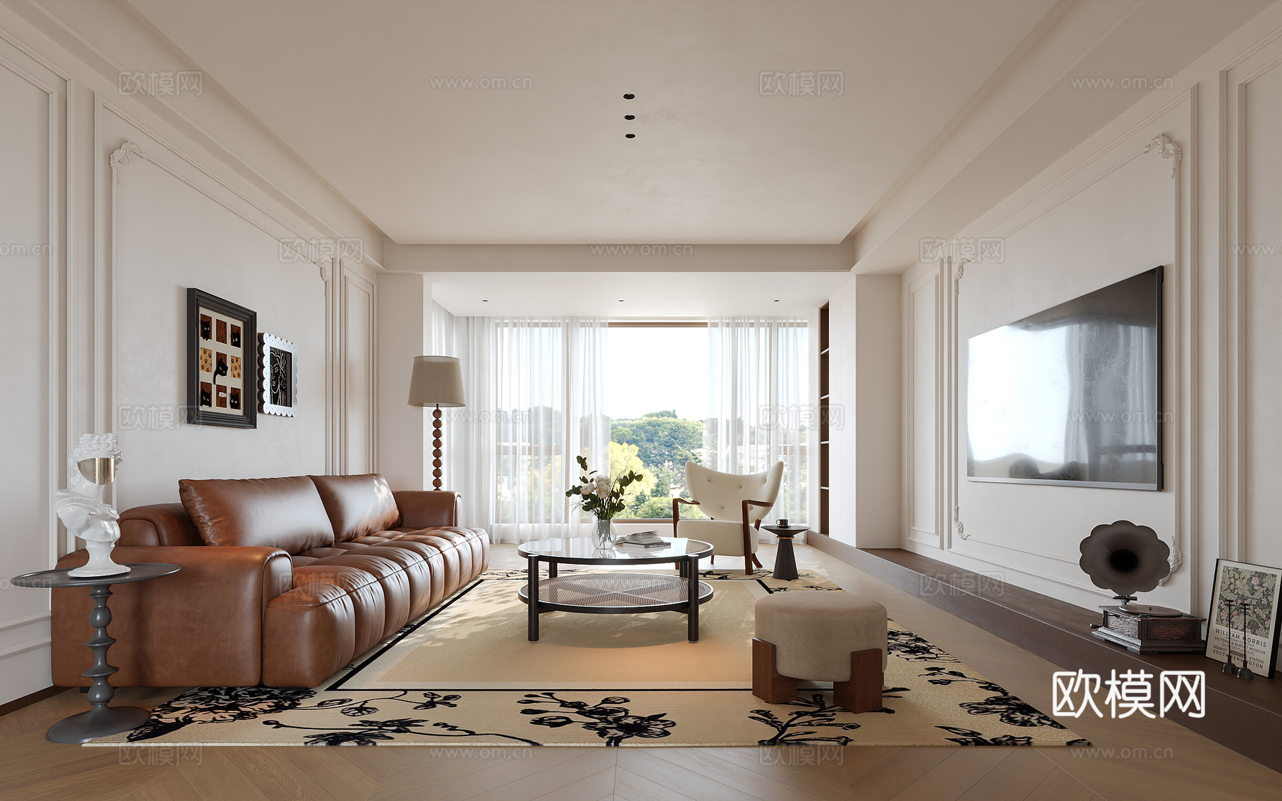 中古风客厅su模型