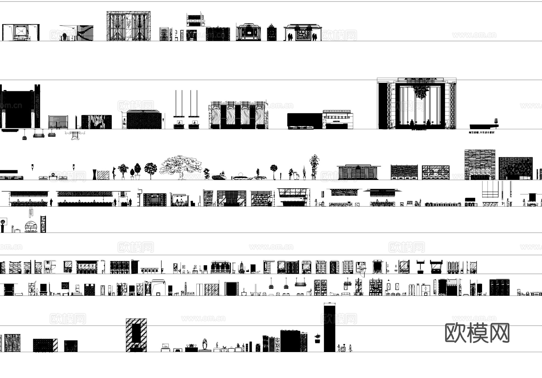 酒店公区大堂办公室内工装CAD综合图库cad施工图