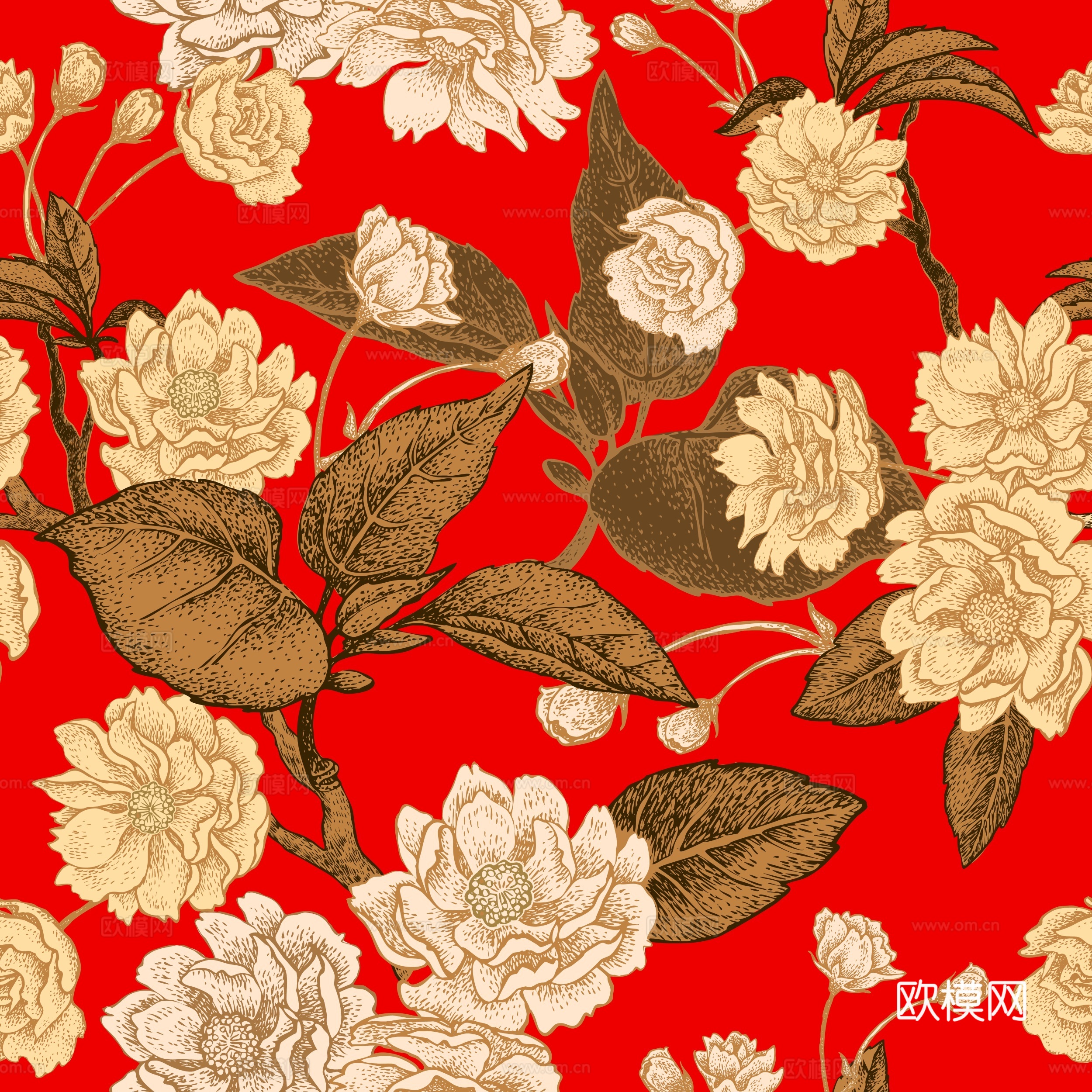 中式植物图案纹理肌理9