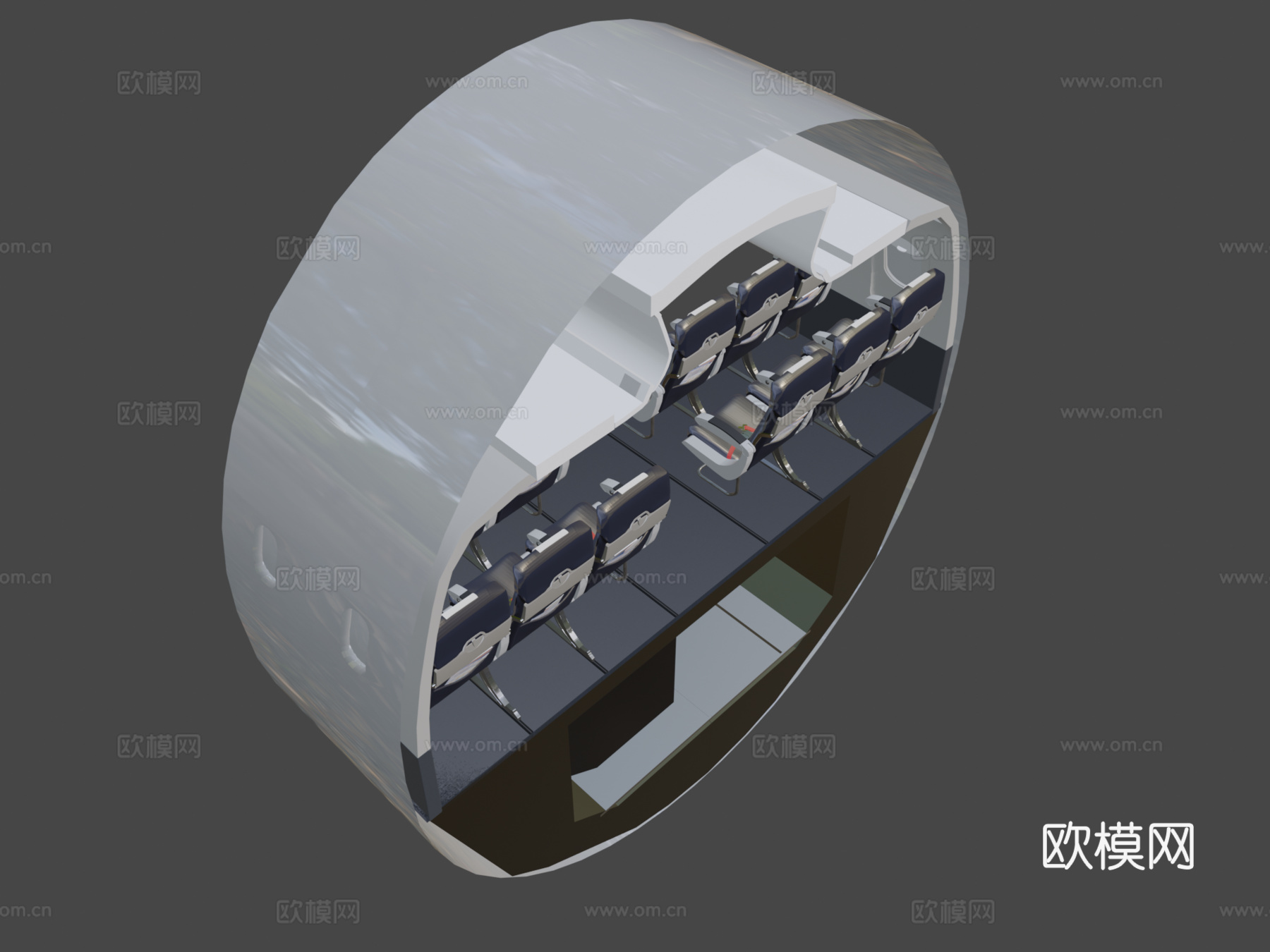 空客A320飞机客舱3d模型下载（渲染图8）