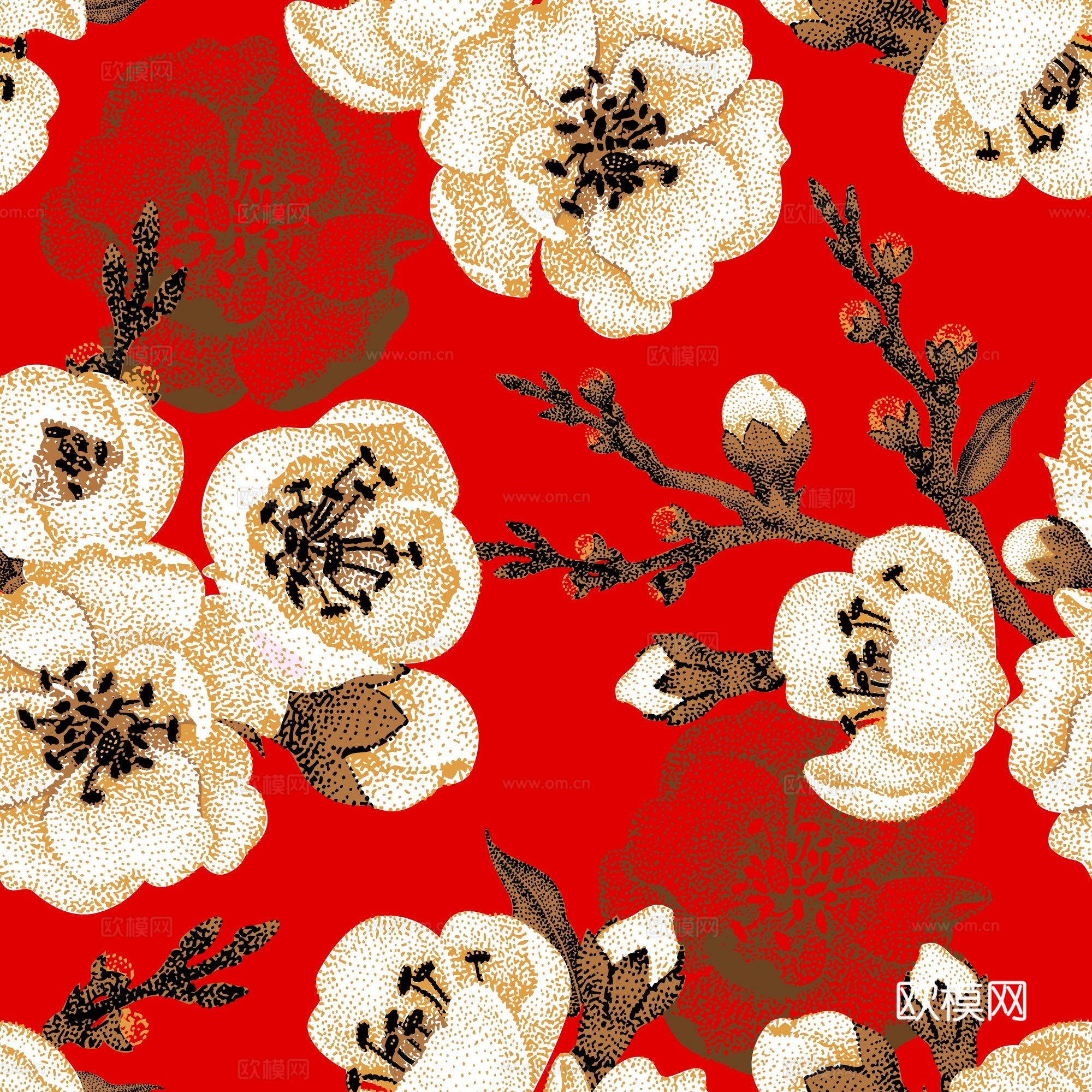 中式植物图案纹理肌理3