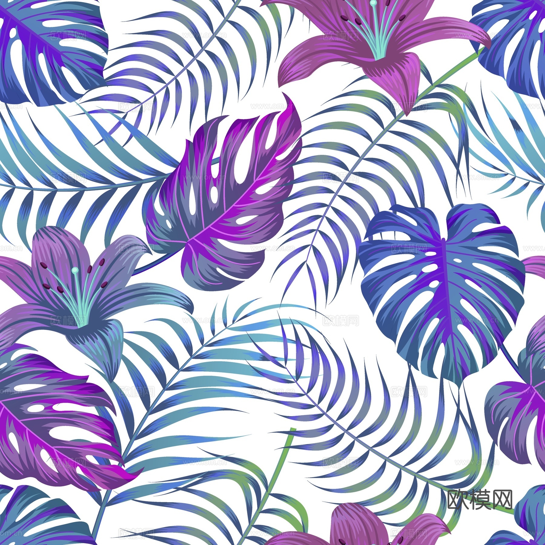 时尚热带植物花纹图案纹理肌理34