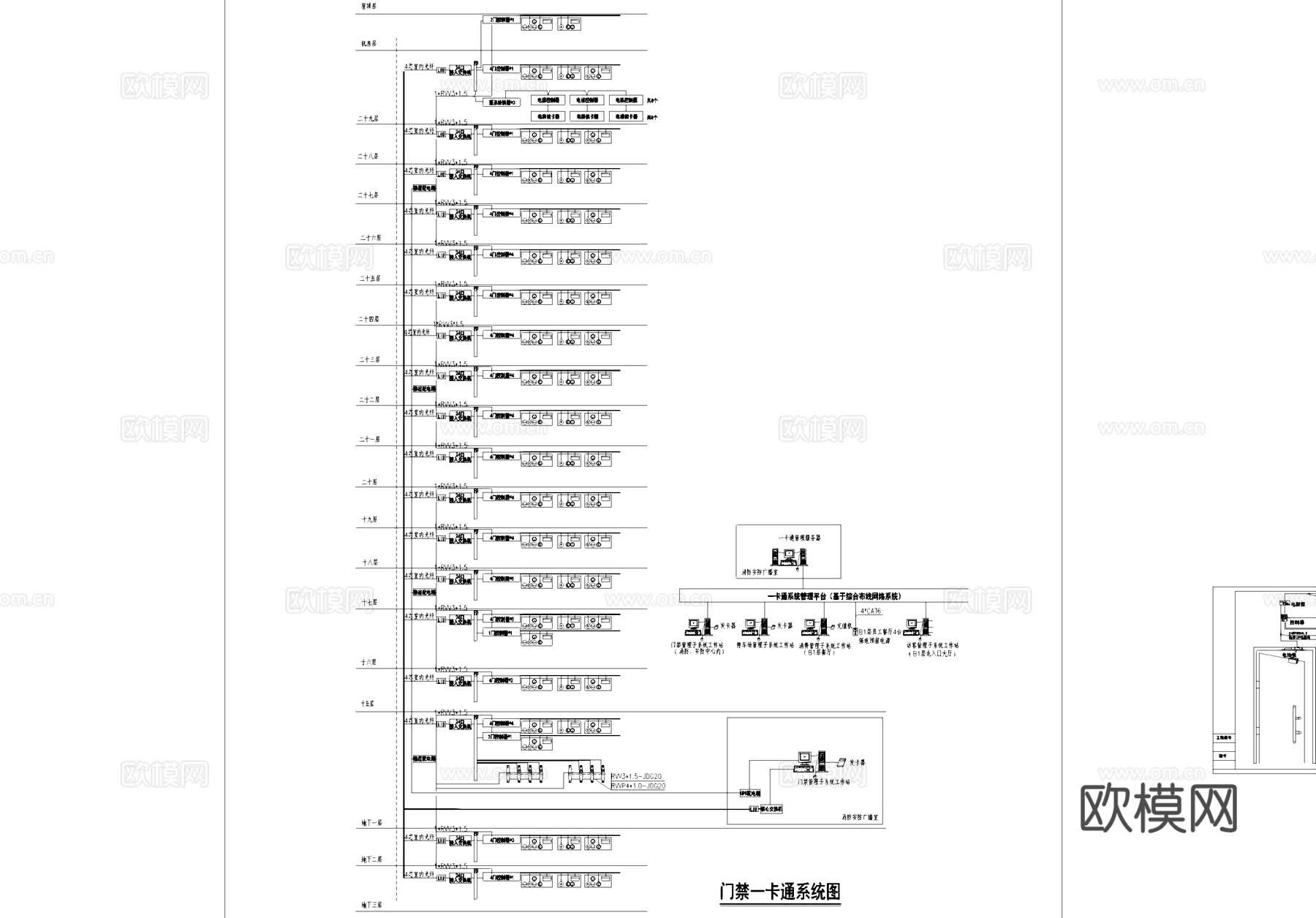 门禁一卡通设备安装管线CAD施工图cad施工图