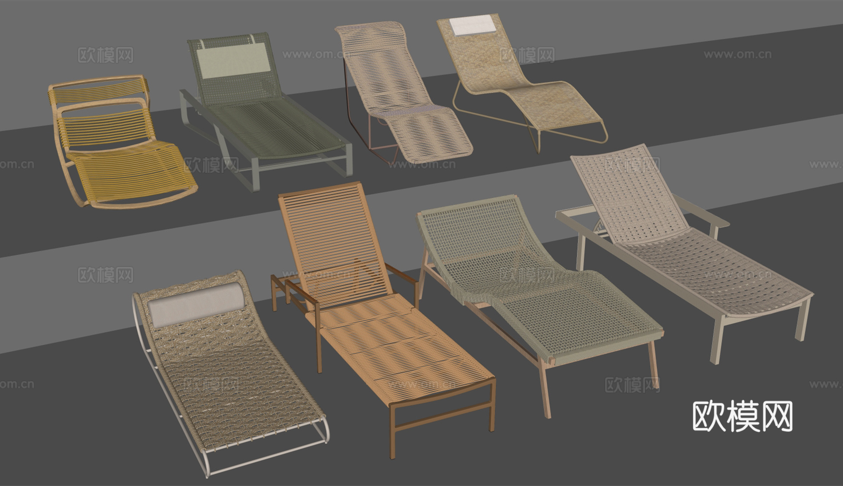 休闲躺椅 户外椅 太阳椅 沙滩椅 竹椅su模型