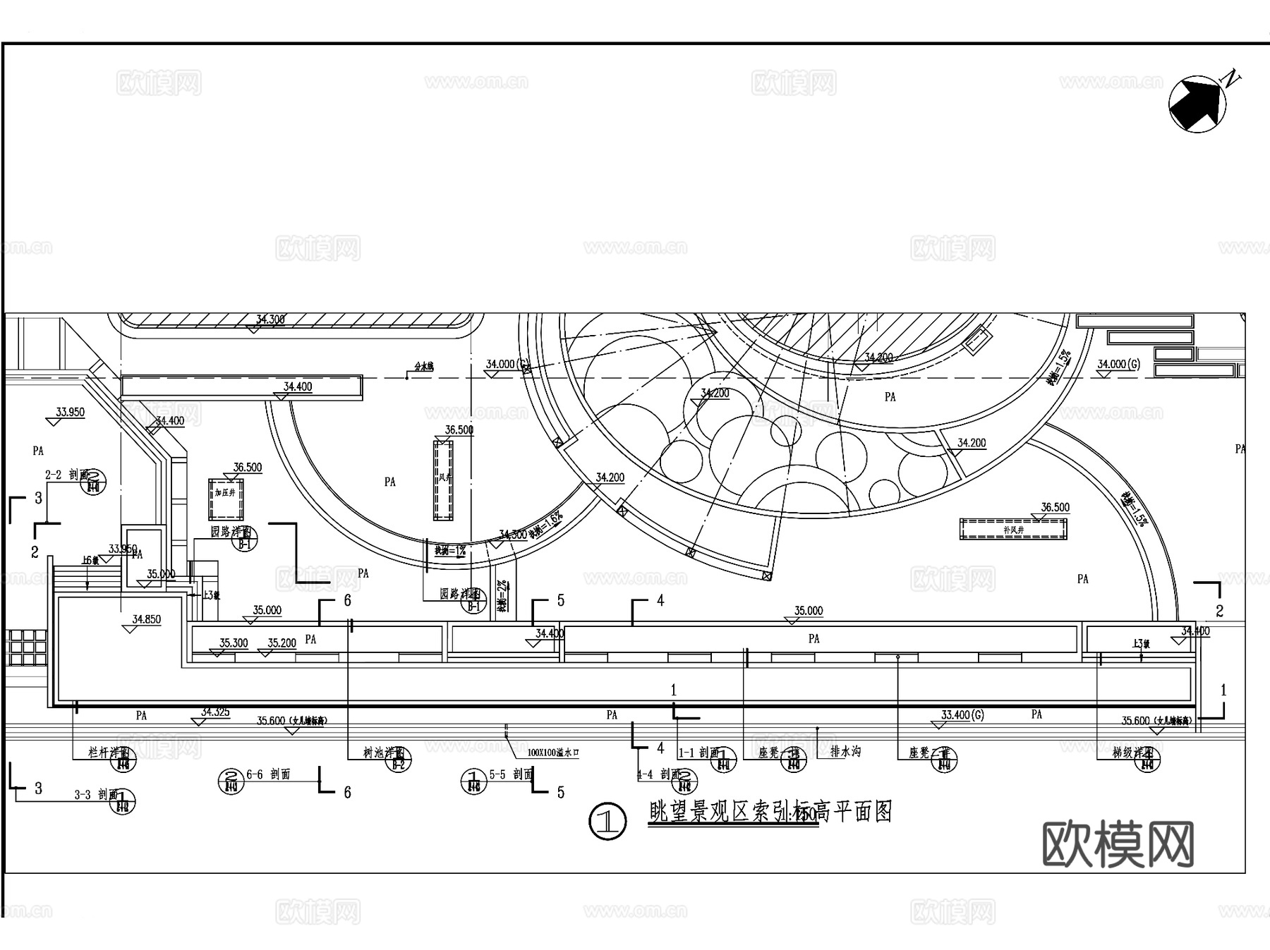 瞭望景观区CAD施工图集cad施工图