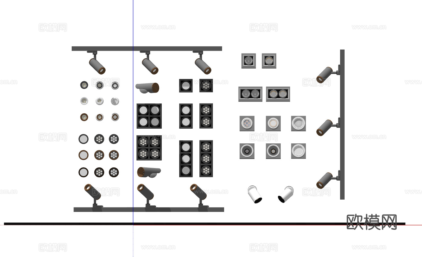 现代筒灯射灯合集su模型