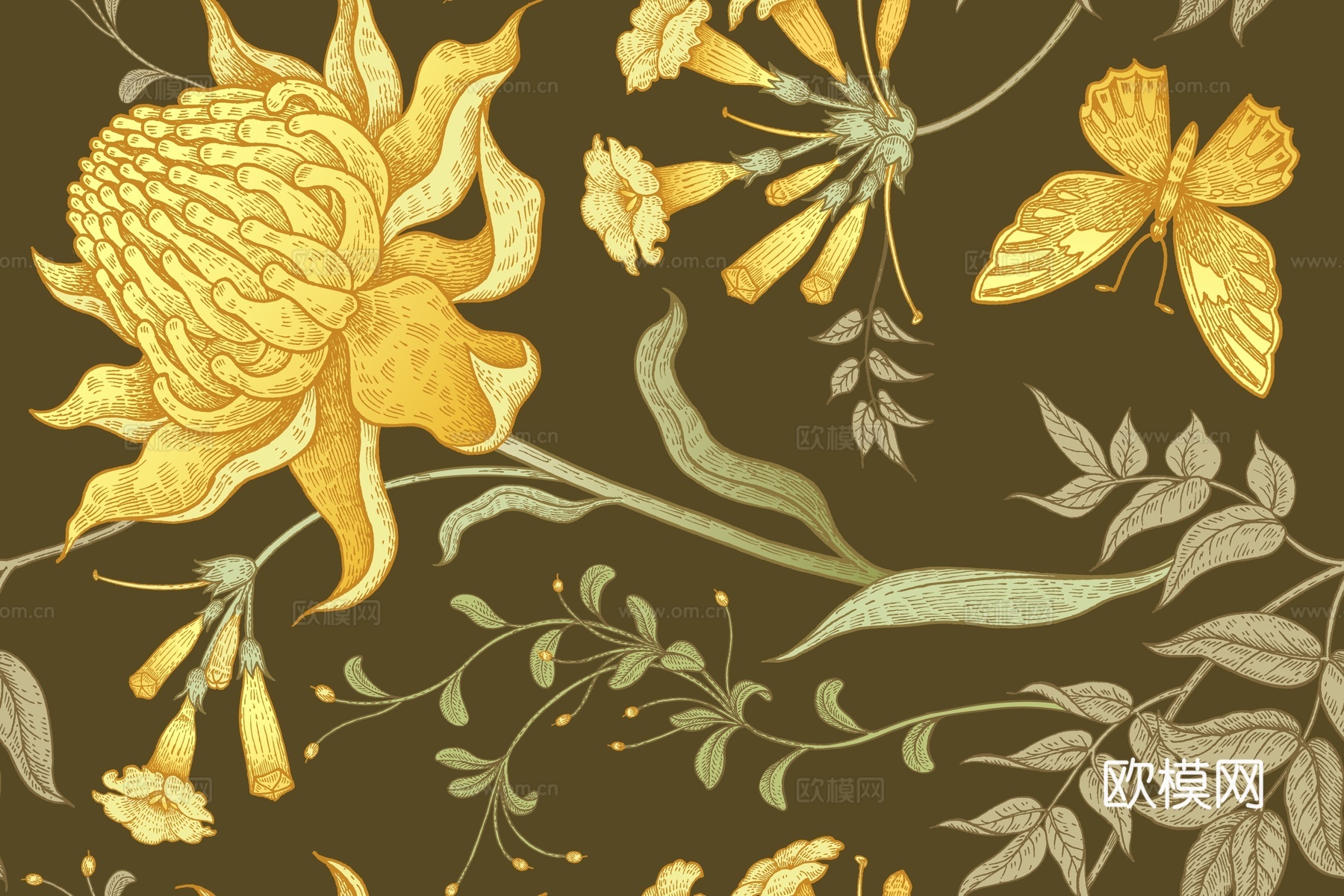 中式植物图案纹理肌理17
