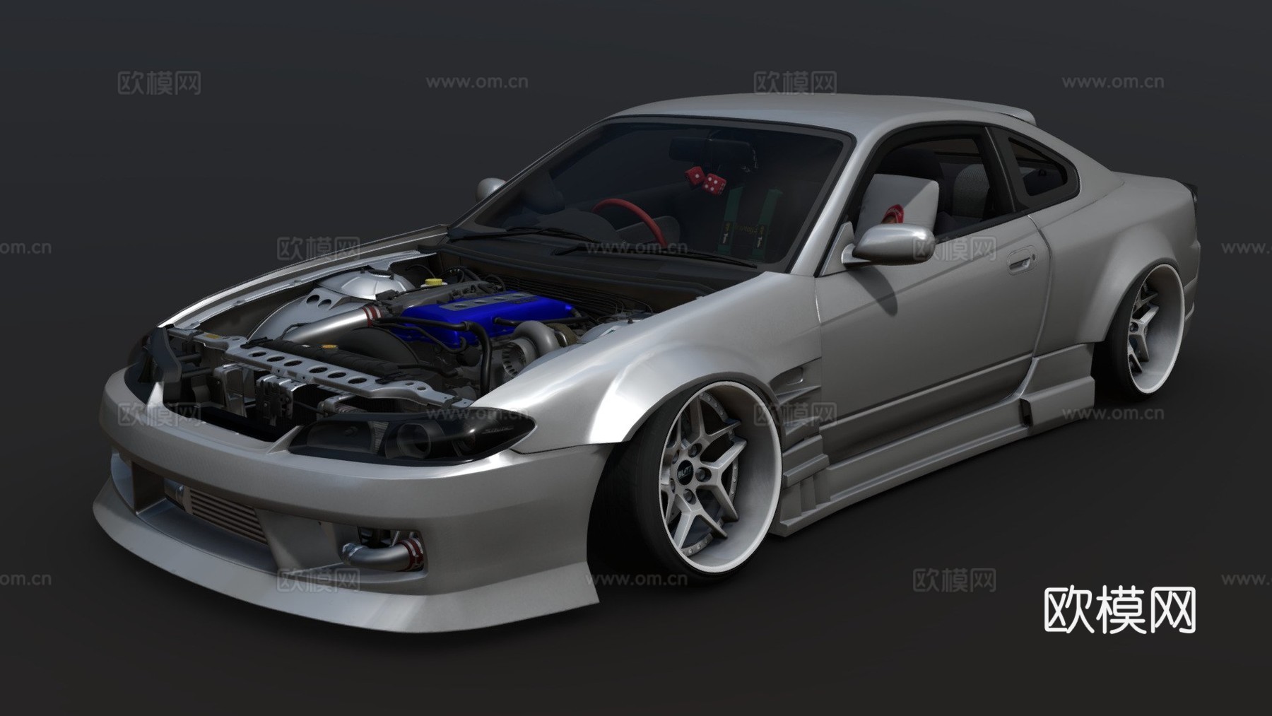 日产S15漂移车3d模型下载（渲染图1）