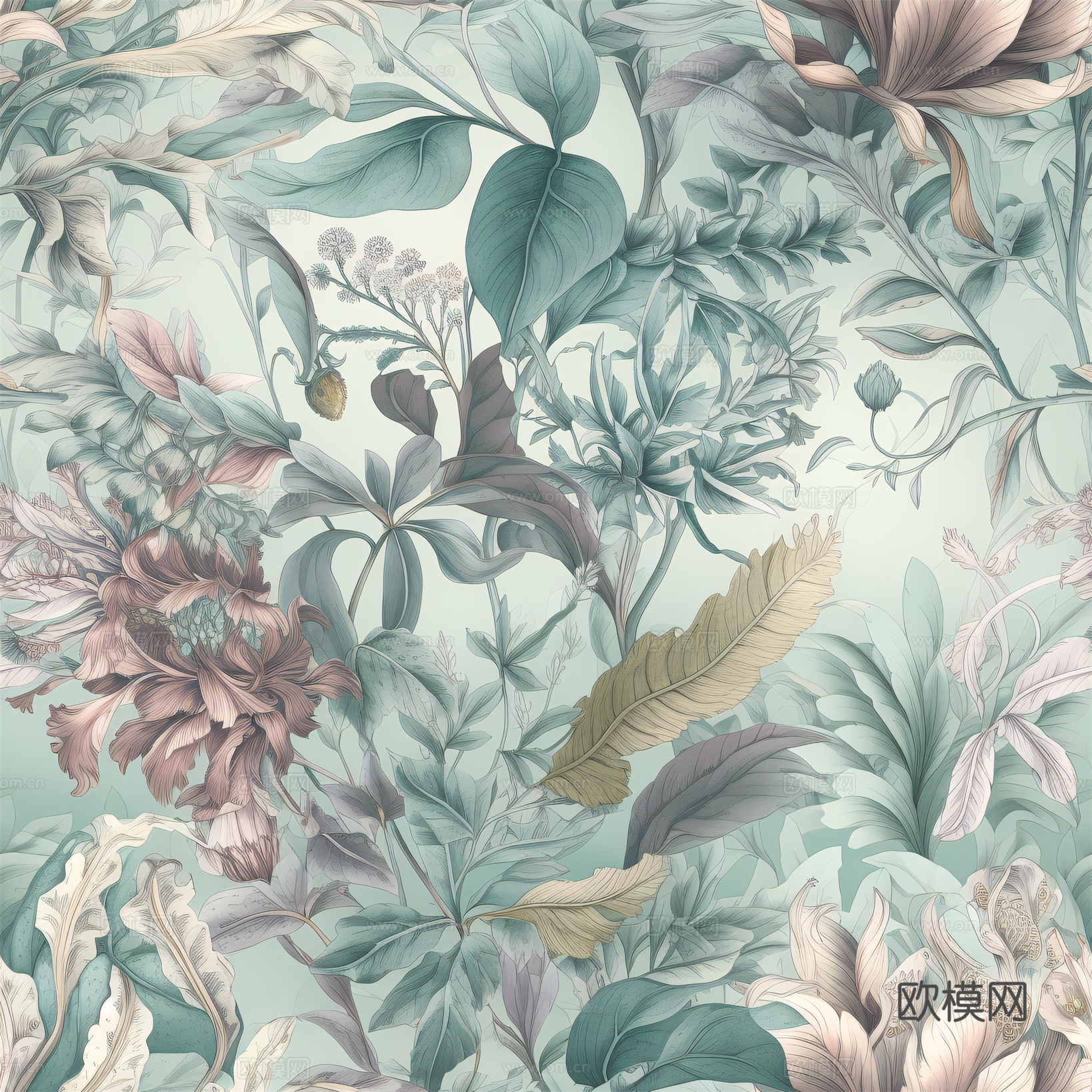 复古小清晰森林系植物纹理图案肌理13