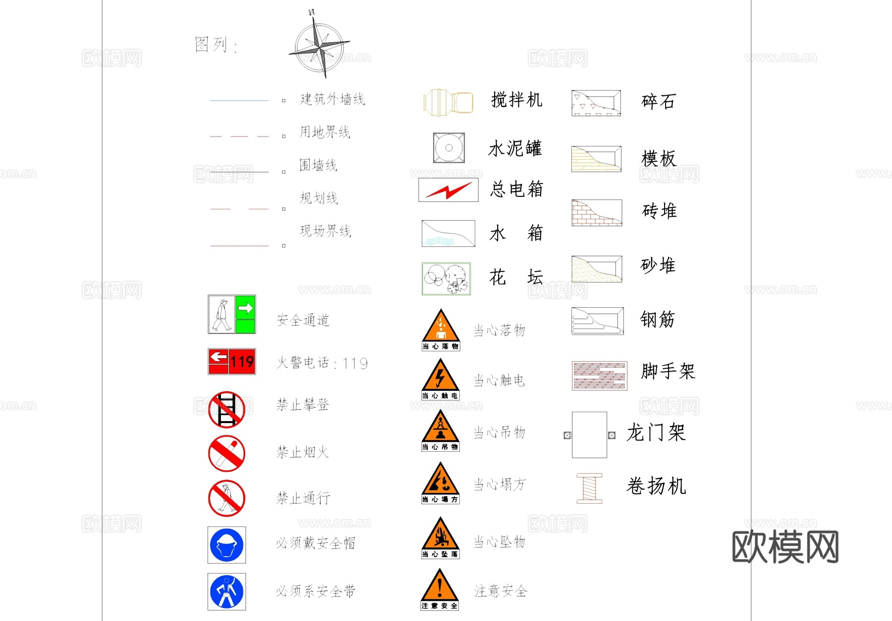 安全标志CAD图库cad施工图