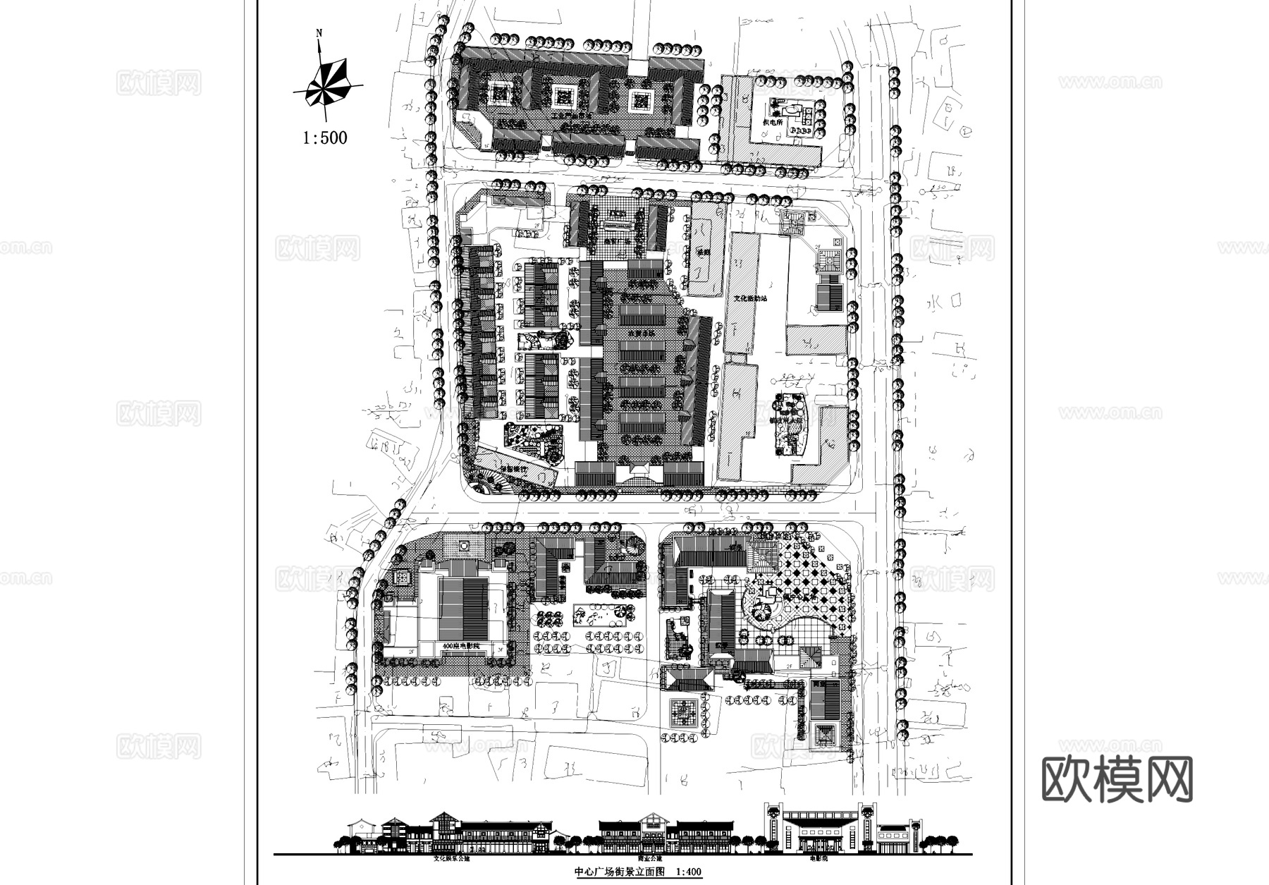 某村镇规划平立面CAD施工图cad施工图