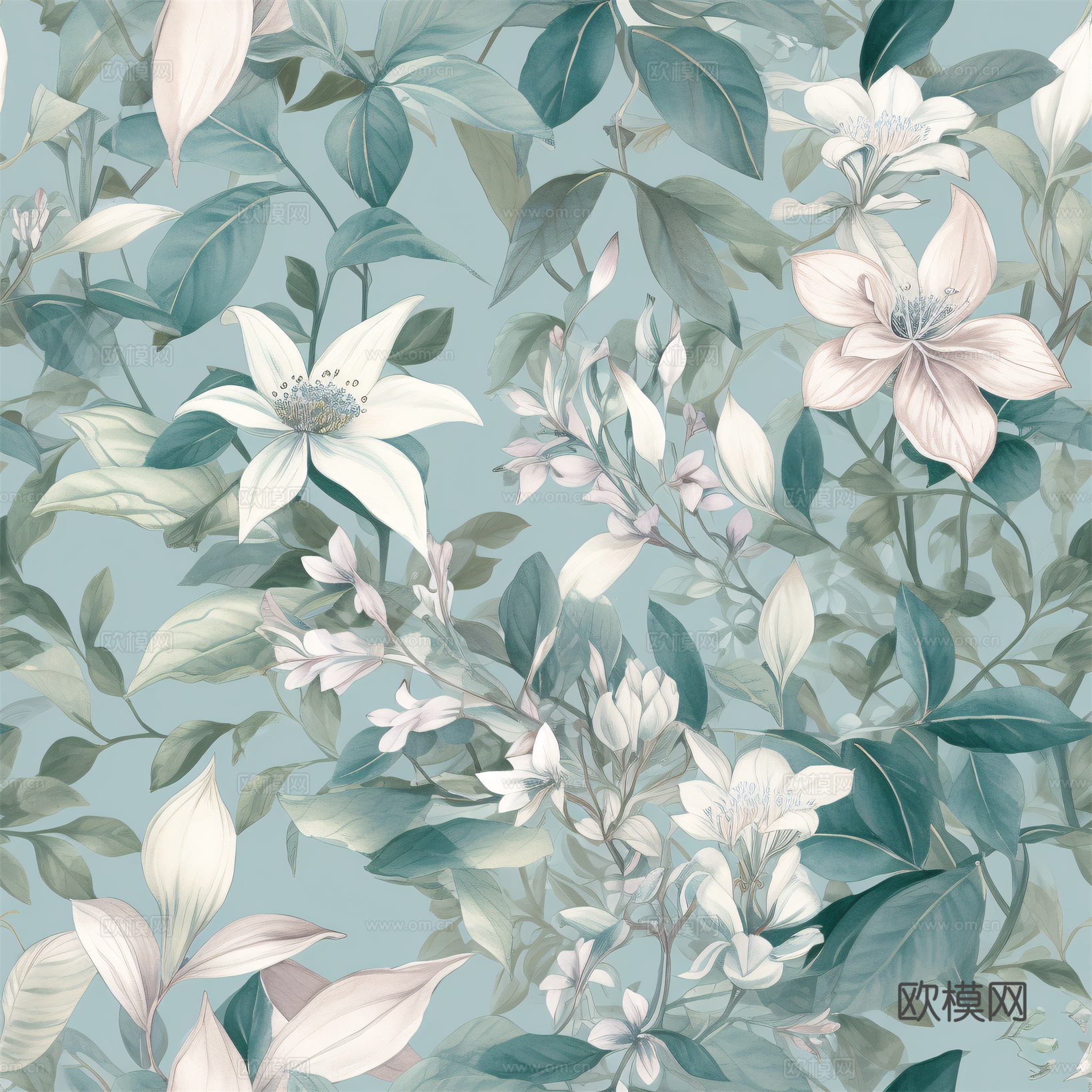 复古小清晰森林系植物纹理图案肌理47