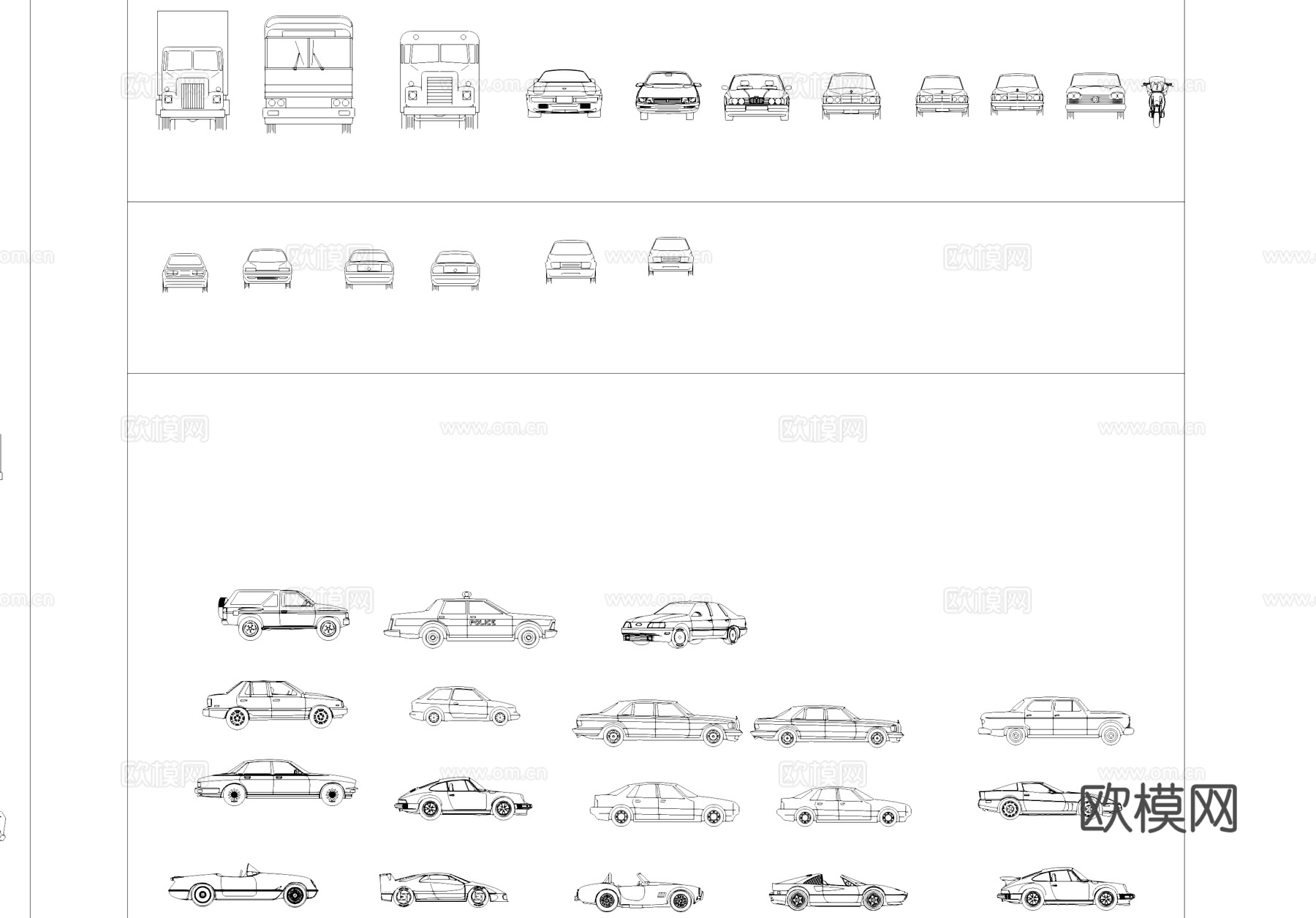车辆平立面CAD图库cad施工图