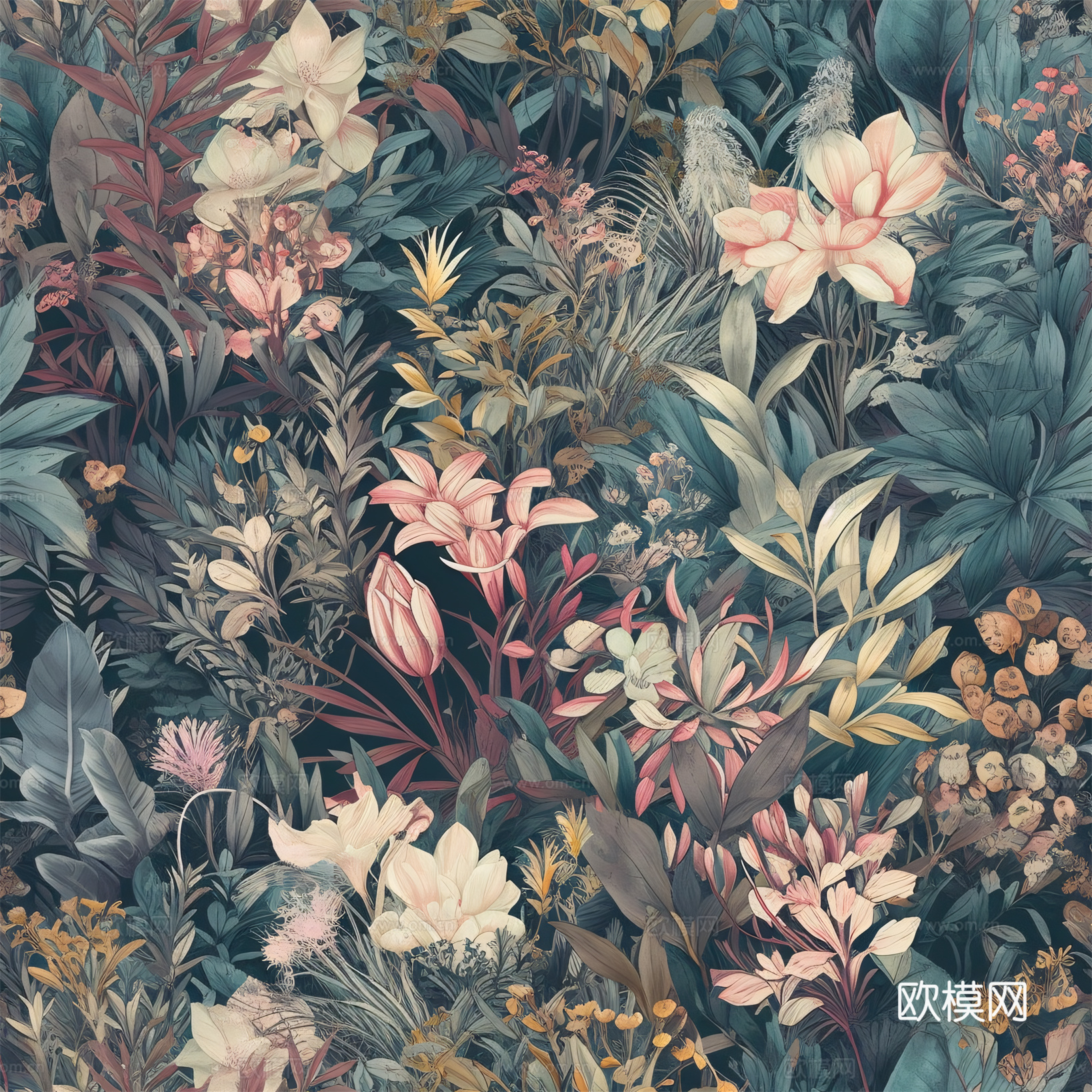 复古小清晰森林系植物纹理图案肌理29