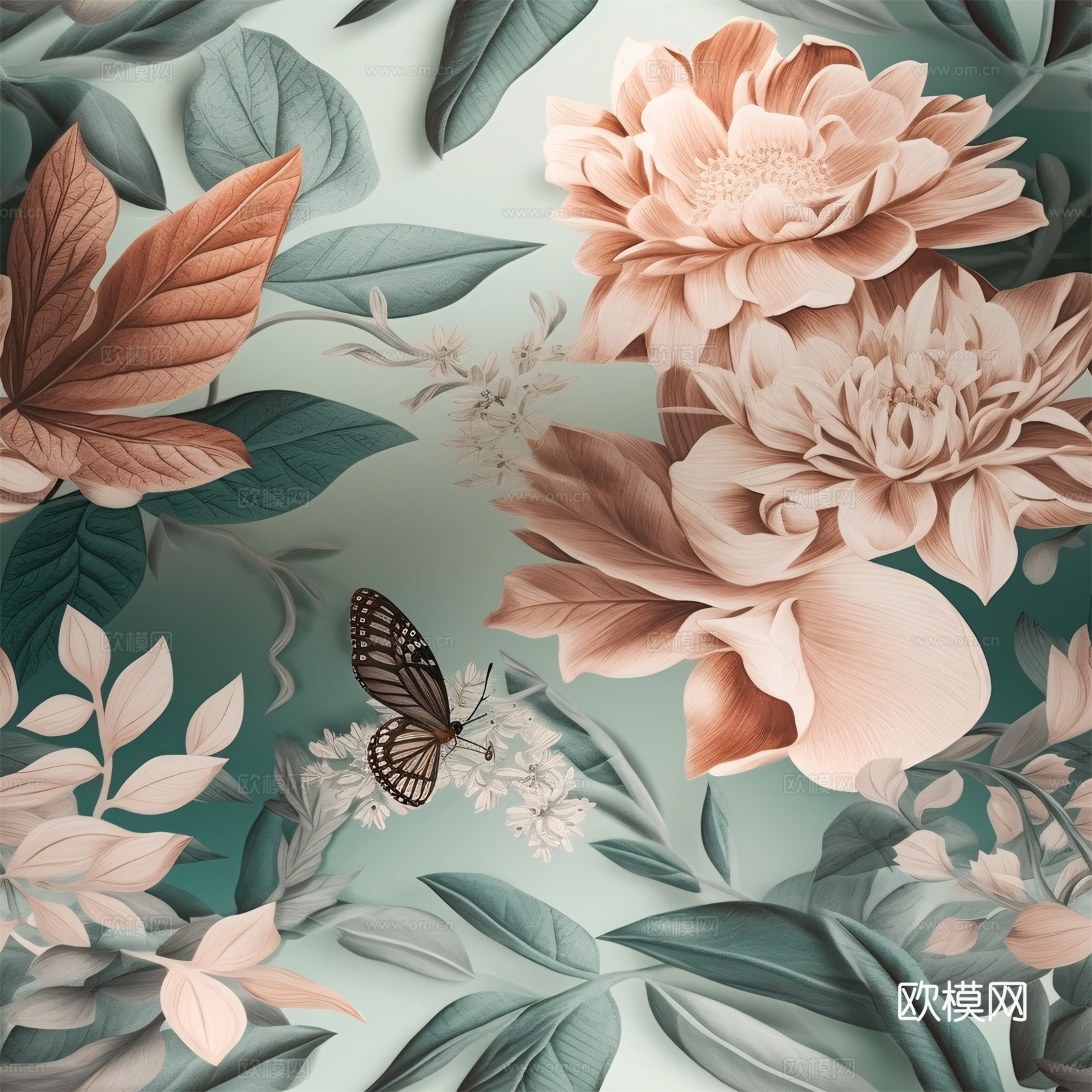 复古小清晰森林系植物纹理图案肌理7