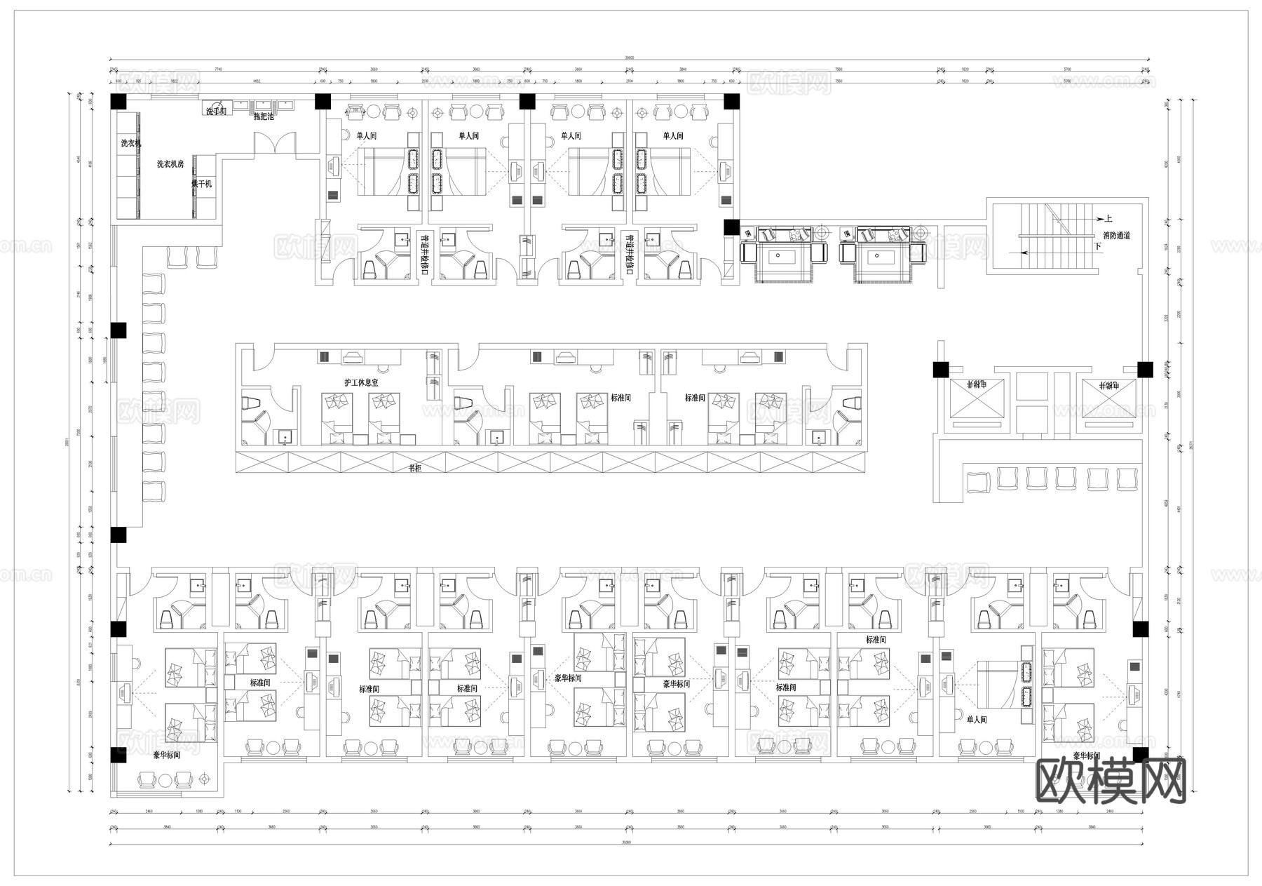 养老院 最新平面施工图设计cad施工图