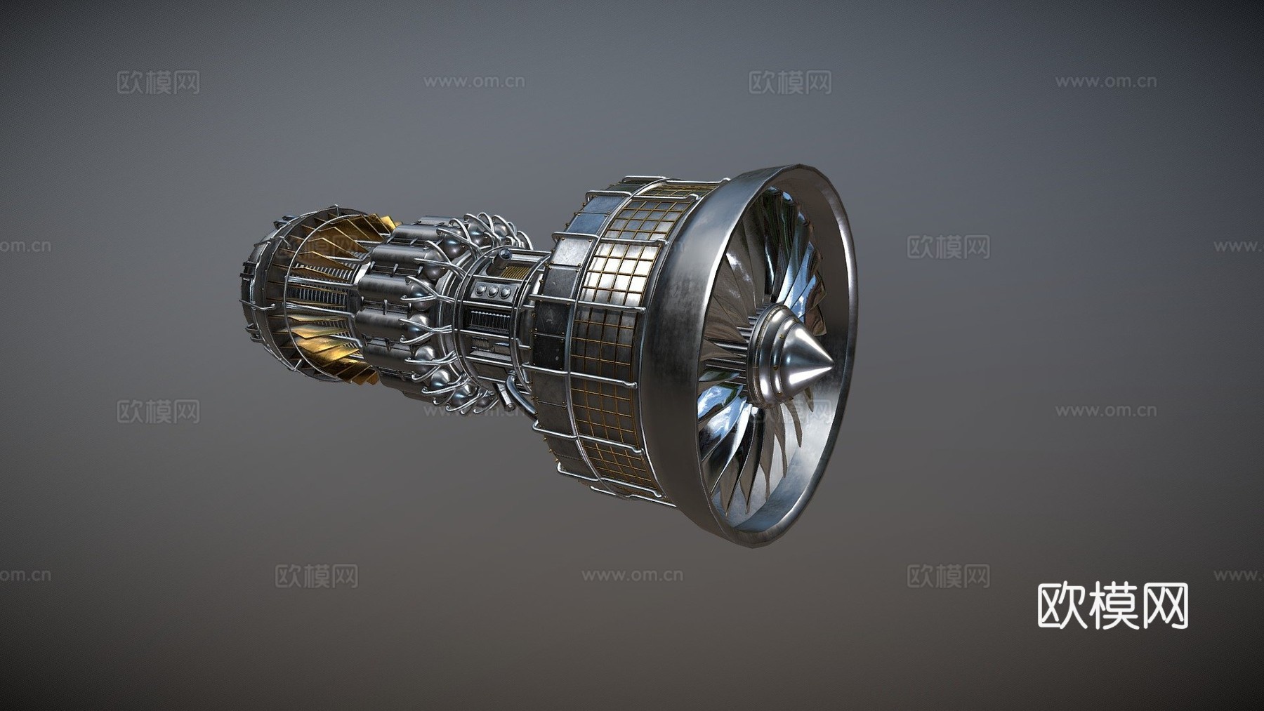 涡轮  涡轮风扇发动机3d模型下载（渲染图1）
