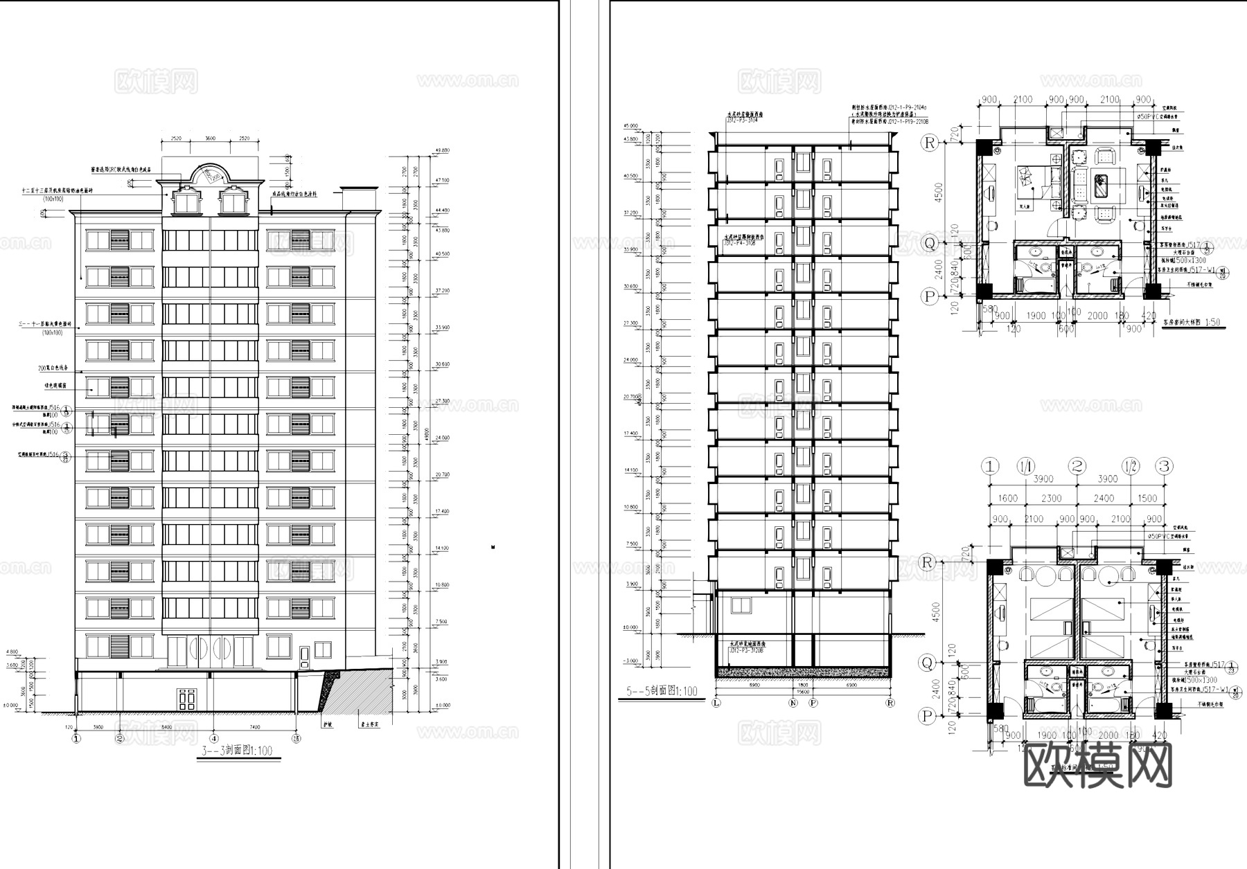 金沙江大酒店及附属用房建筑CAD施工图cad施工图