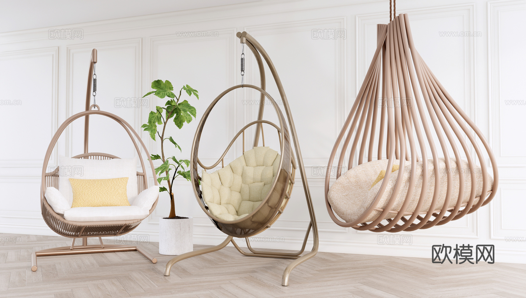 休闲吊椅 户外椅 竹椅 躺椅 室内吊椅su模型