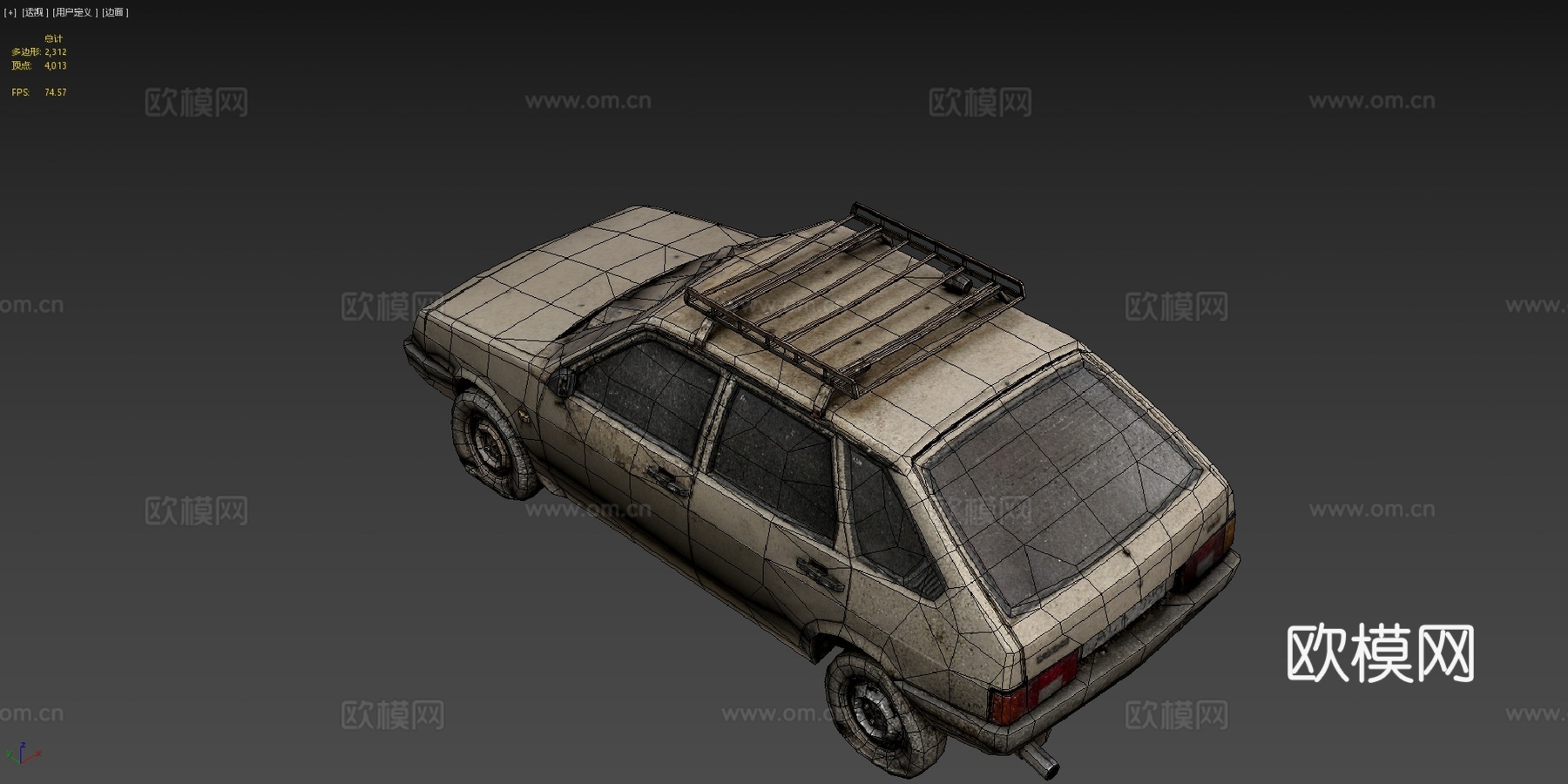 肮脏的拉达车3d模型下载（渲染图4）