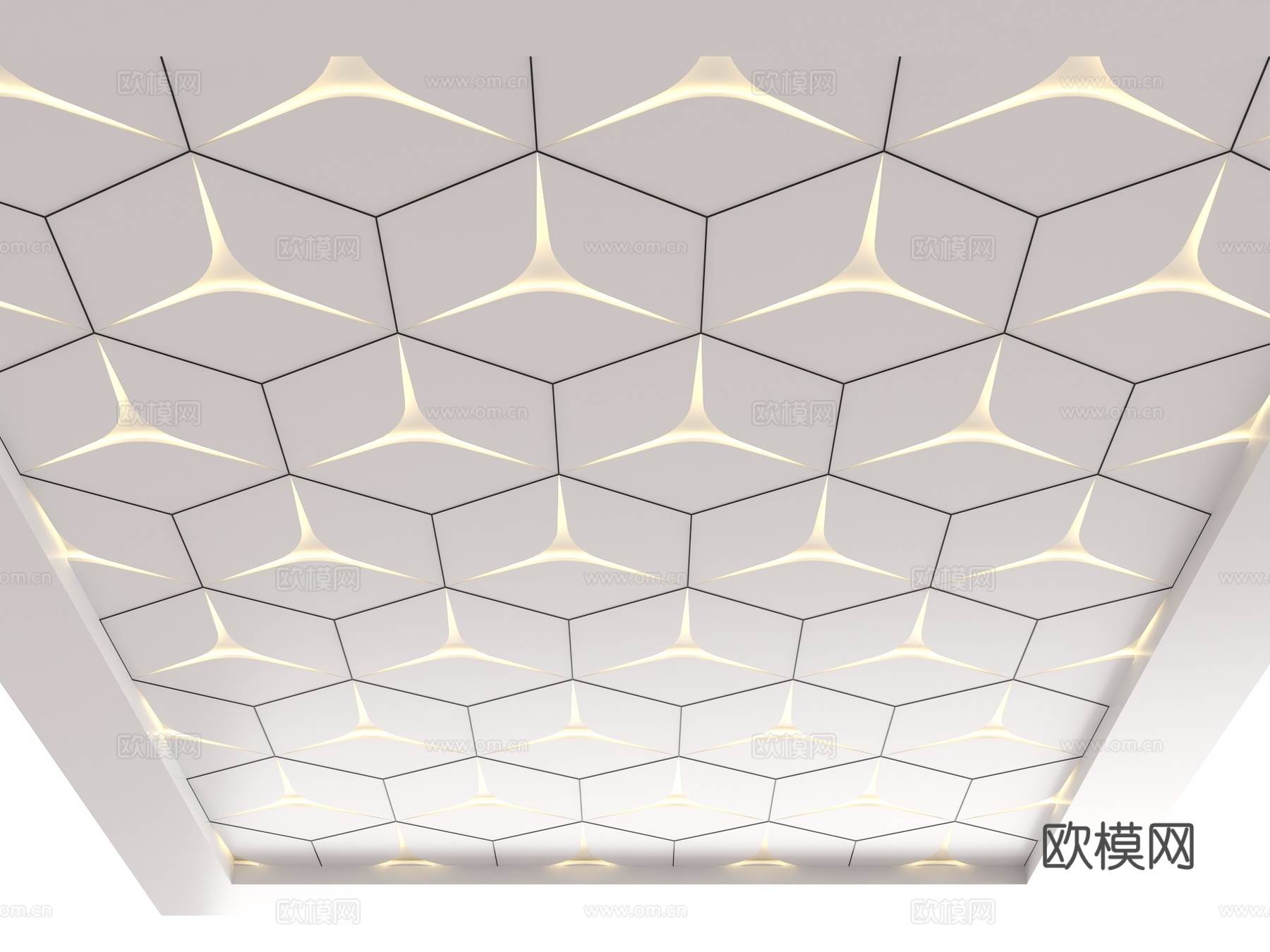 现代吊顶 异形吊顶 六边形吊顶 商业吊顶 过道吊顶 商业连廊su模型